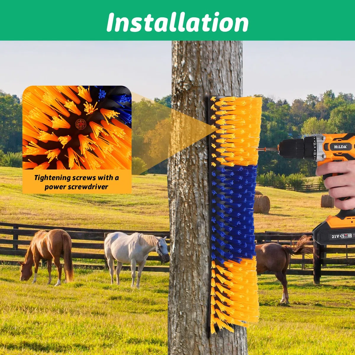2Pcs Kratzbürste für Pferd Kuh, Universal Vieh Kratzbürste, Verbessertes geschwungenes Design Geeignet für die Körperform von Rindern und Pferden, Kratzbürste Nylon Kratzmatte für Schaf Pferd Kuh