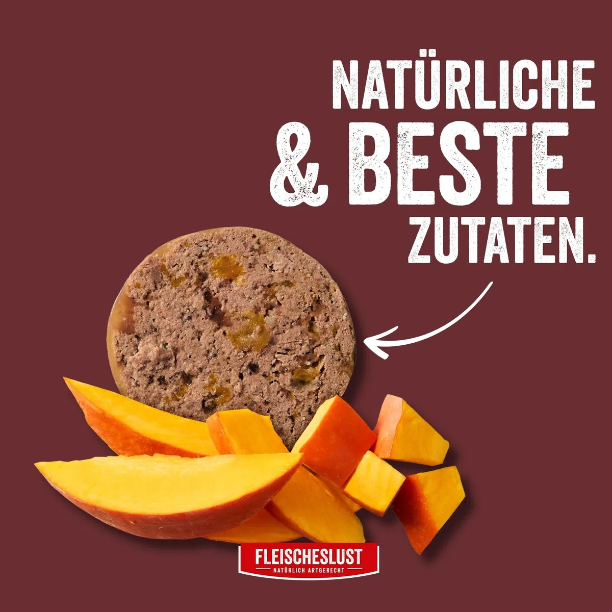 Fleischeslust Hundewurst, Purer Büffel mit Kürbis als Futterbox (6x800g), Sensitive Nassfutter-Wurst schnittfest & getreidefrei, Hundefutter für ausgewachsene Hunde
