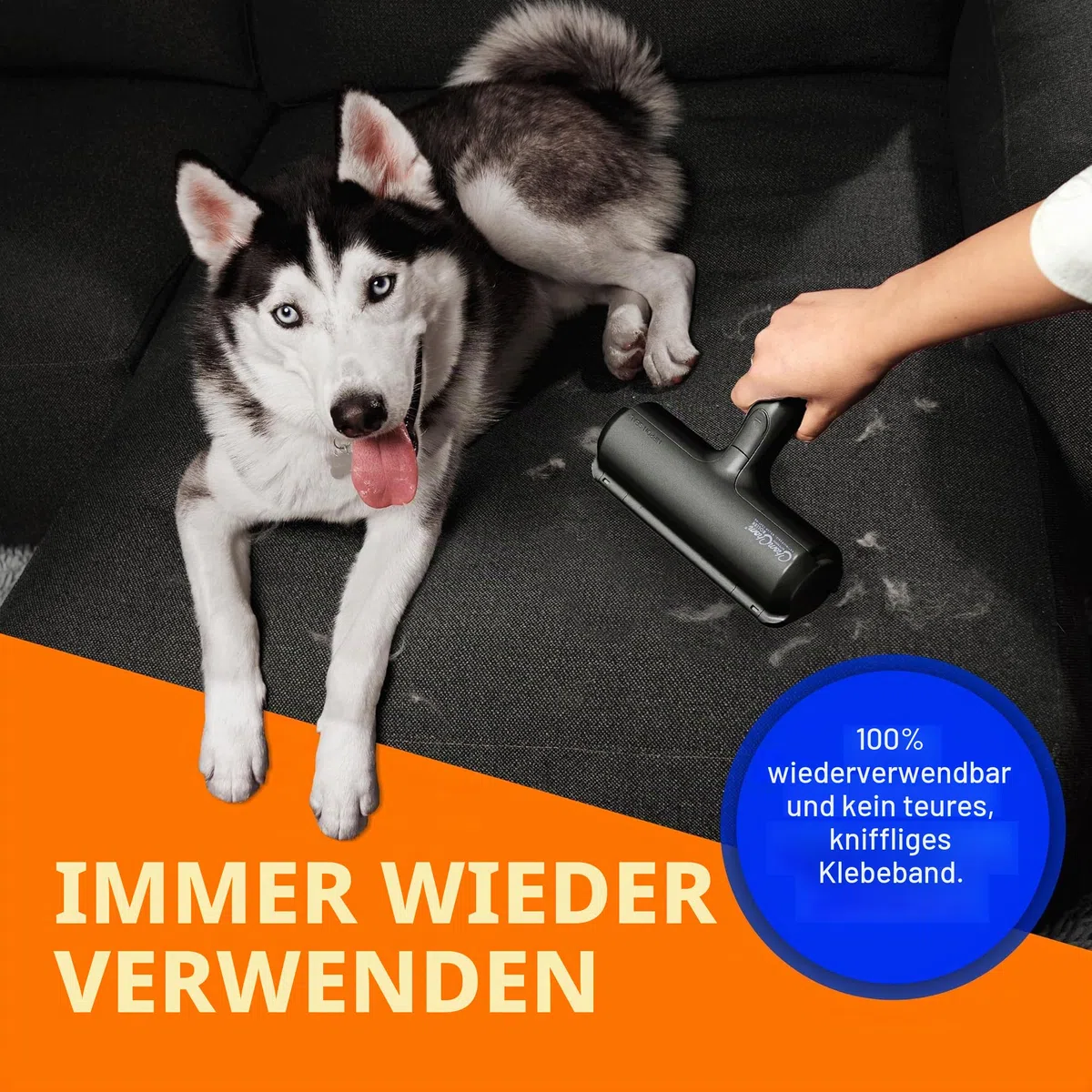 ChomChom Roller Tierhaarentferner – Wiederverwendbare Fusselrolle in Originalgröße für Katzen- und Hundehaare auf Möbeln, Couch, Teppich, Auto, Teppichen und Bettzeug – tragbar, umweltfreundlich