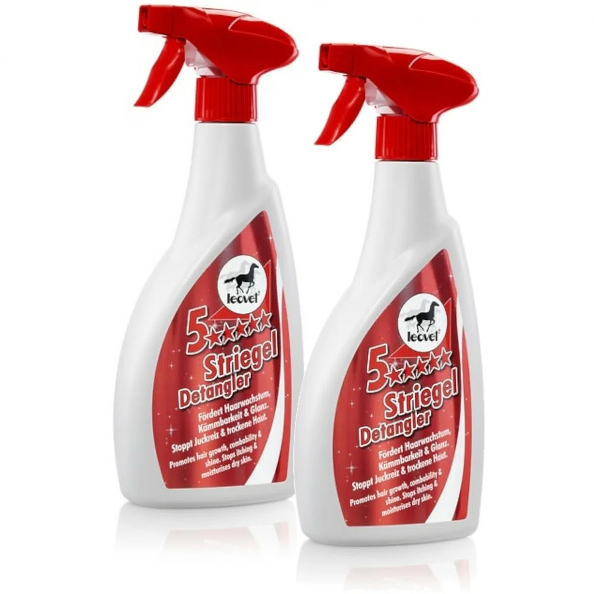 RL24 leovet - 5-Sterne Striegel | Mähnenspray für Pferde | Schweifspray für Glanz & leichte Kämmbarkeit | stoppt Juckreiz & trockene Haut | Schutz vor Schmutz | 2 x 550 ml Sprühflasche (2er Set)