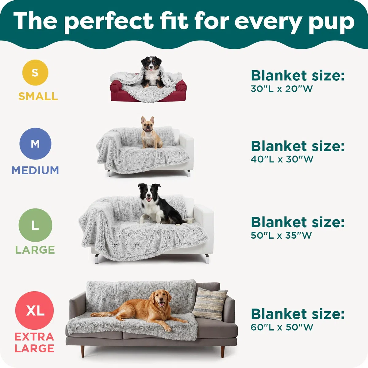 Furhaven XL Waterproof Calming Plush Long Faux Fur & Velvet Dog Blanket, Washable - Mist Gray, Extra Large