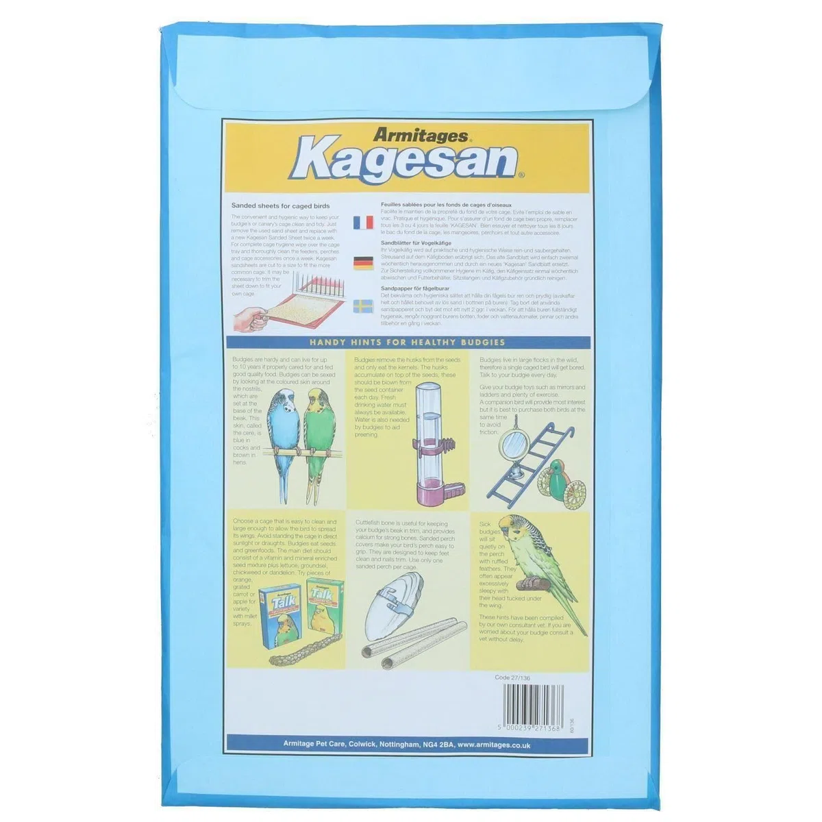 AB Tools Schleifpapier, für Wellensittiche, Käfige, Vögel, 25 x 40 cm, 30 Stück