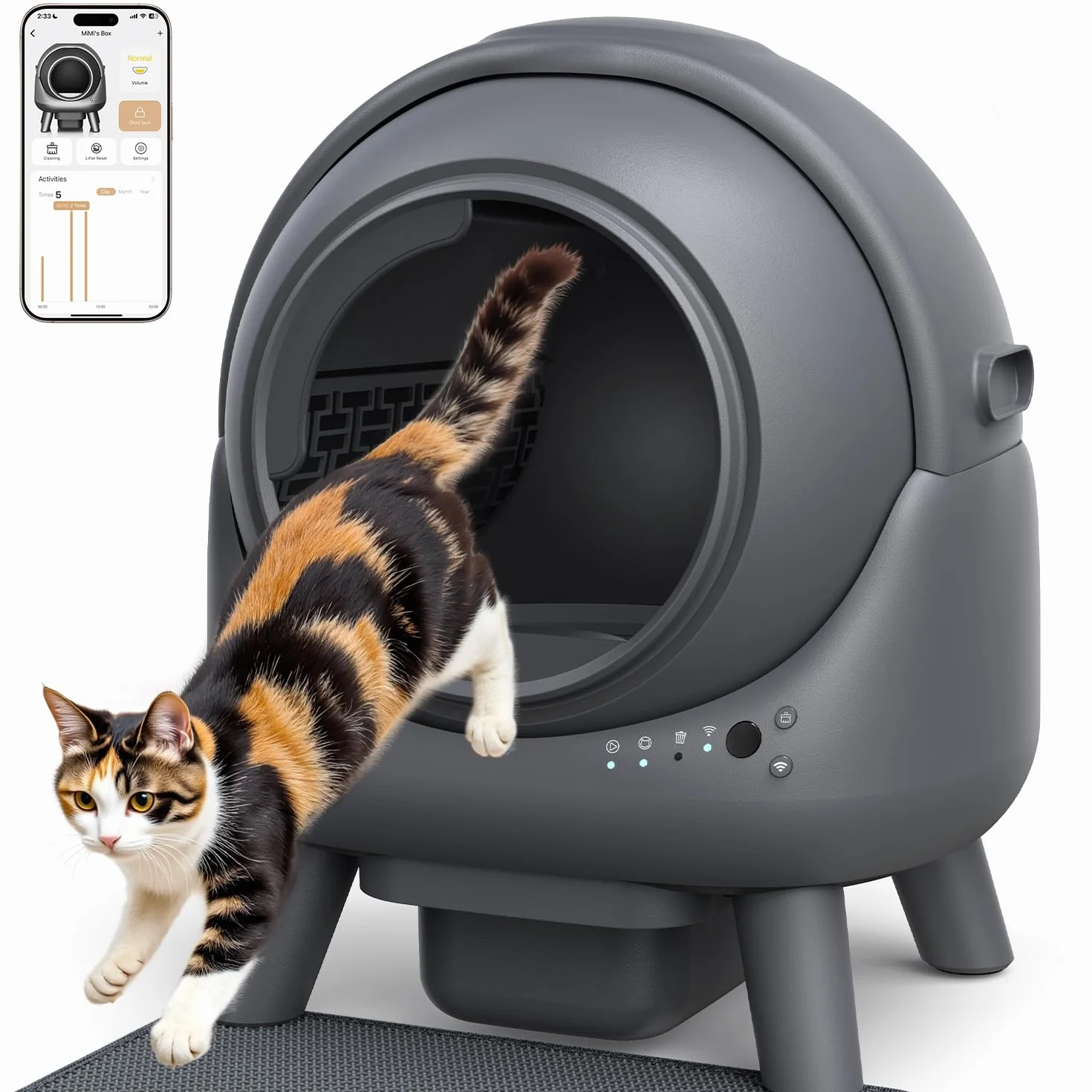 Katzenklo Selbstreinigend FEELNEEDY 65L Elektrische Automatische Katzentoilette, APP-gesteuert, Sicherheitssensoren, Geruchskontrolle, EIN gutes Hilfsmittel für Katzenbesitzer