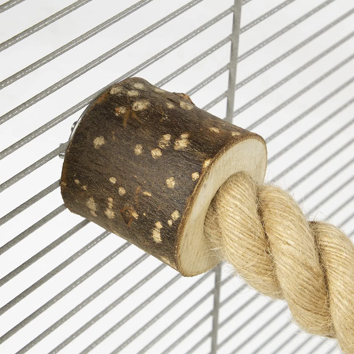 HappyBird | Kletterseil 2,5 Ø x 500cm aus Jute mit Edelstahl Befestigung |für kleine Papageien zum schaukeln und Spielen Mohrenkopfpapagei, Grünzügel