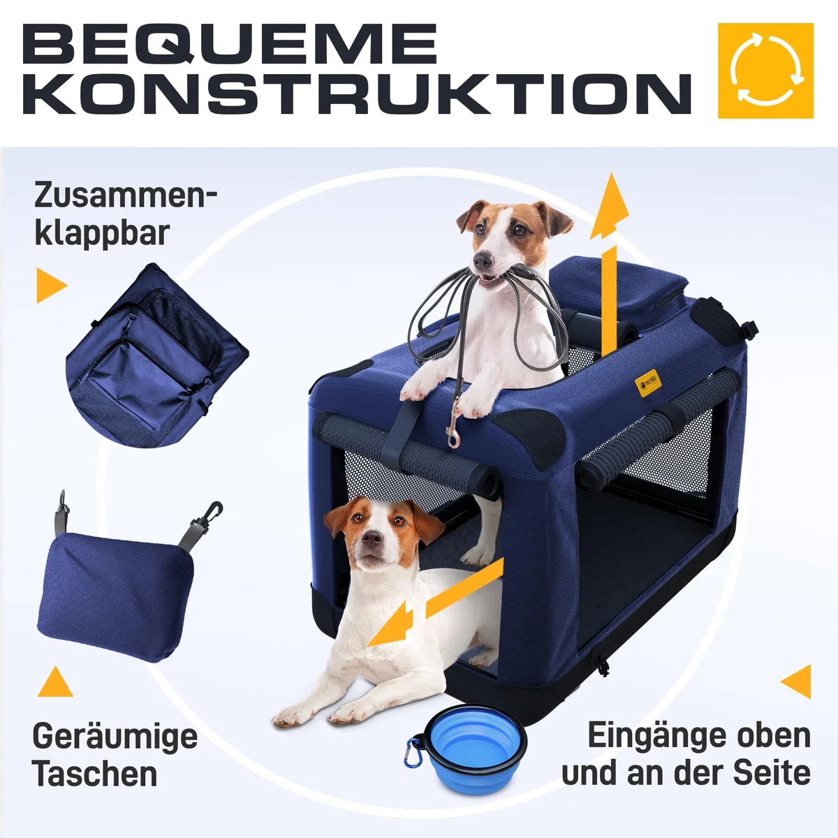 PetProved Dog Travel Crate Dog Carrier Pet Carriers for Dogs Large Dog Car Crate Carrier Collapsible Dog Crate Foldable Crates for Cars Travel Carriers