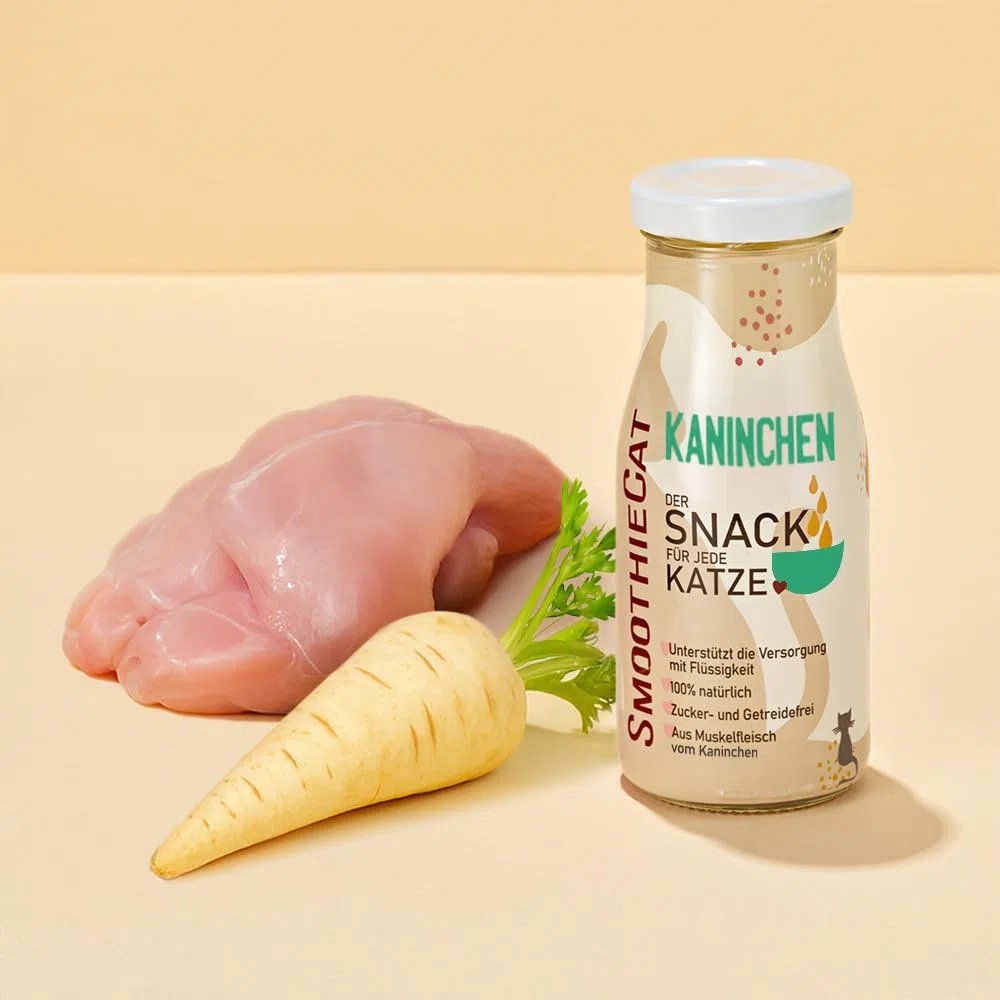 Katzen Smoothie SmoothieCat 12er Mix - je 3X: Huhn, Ente, Fisch, Kaninchen - Flüssignahrung für Katzen - Katzensuppe - Katzenmilch - Zucker- & glutenfrei - je 150ml