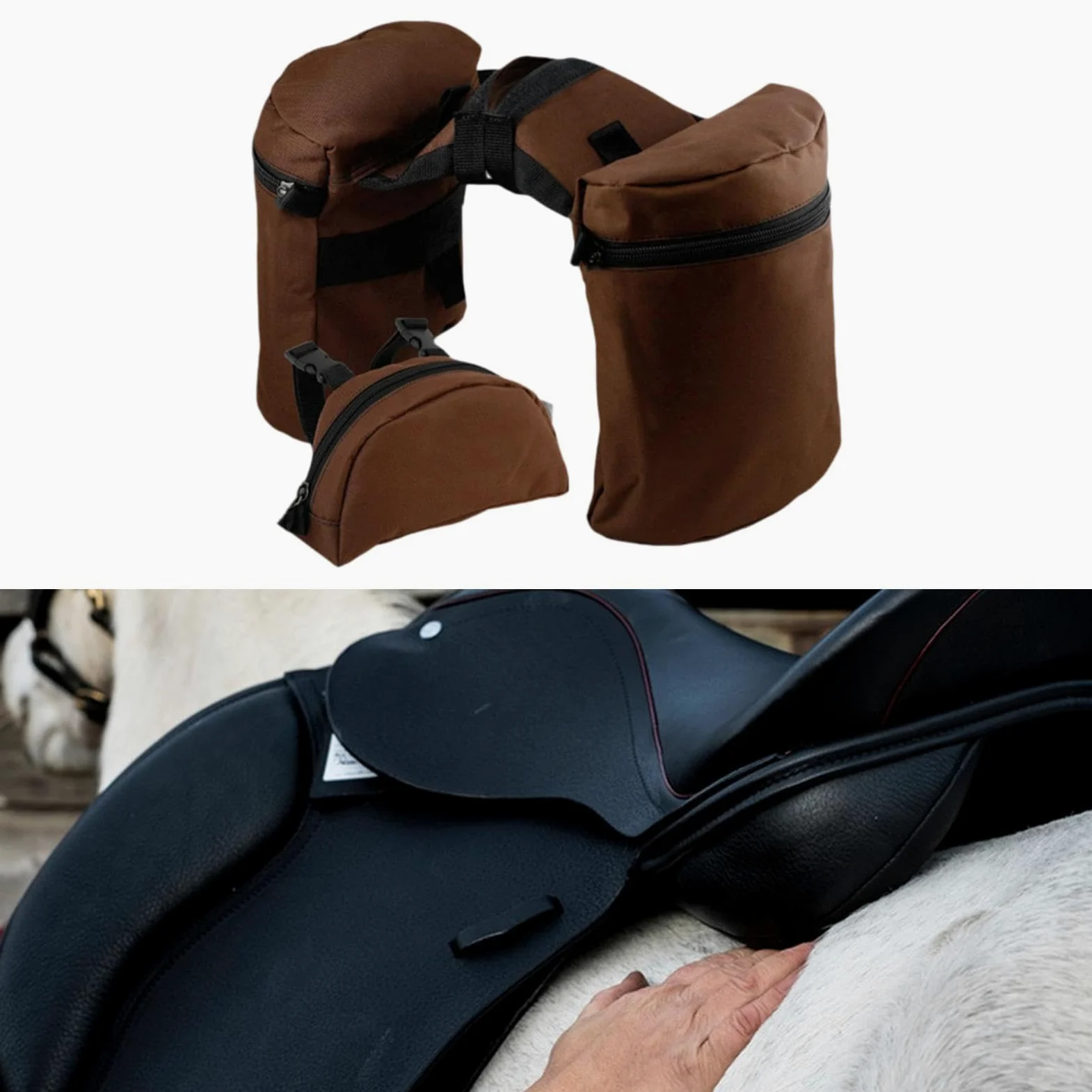 Fenteer Satteltasche für Pferde, Horntasche, Horntasche, Knauftasche, Kombi, leicht, Geschenk, Western-Design, tragbar, trendiges Sattelhorntaschen-Set
