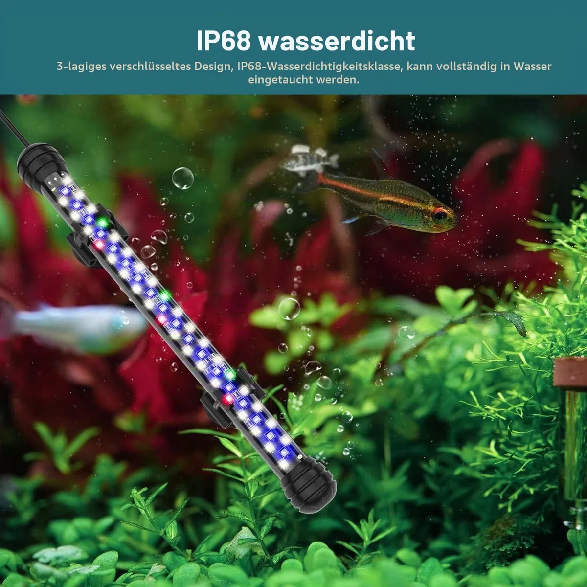 SEAOURA Aquarium Led Beleuchtung mit Timer, Aquarium licht mit automatischer Ein-/Ausschaltung, Vollspektrum, 10 Helligkeitsstufen, für Aquarium