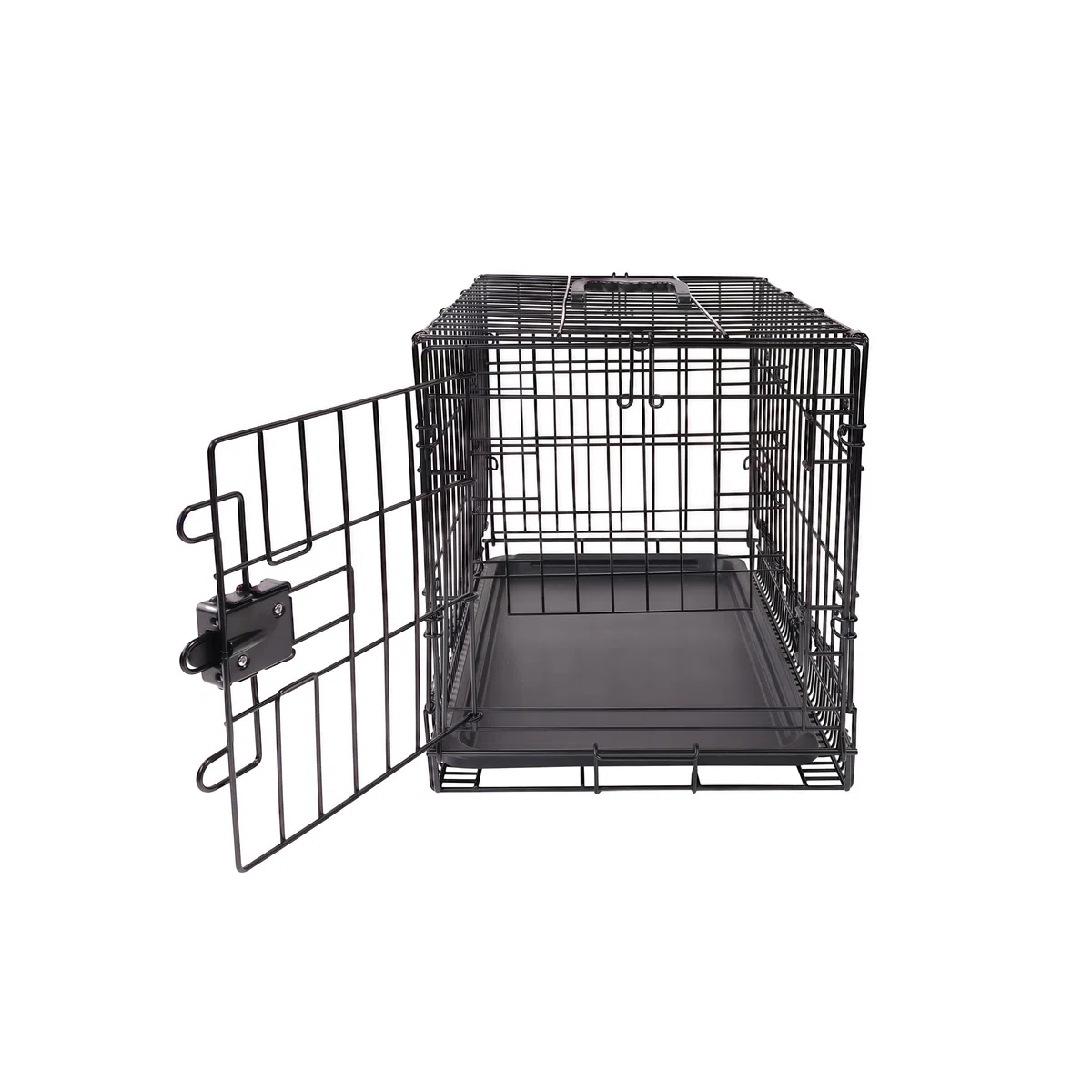 Amazon Basics Zusammenklappbarer Hundekäfig aus Metalldraht mit Bodenschale, Einzeltür, Schwarz, L 61 x B 46 x H 51 cm