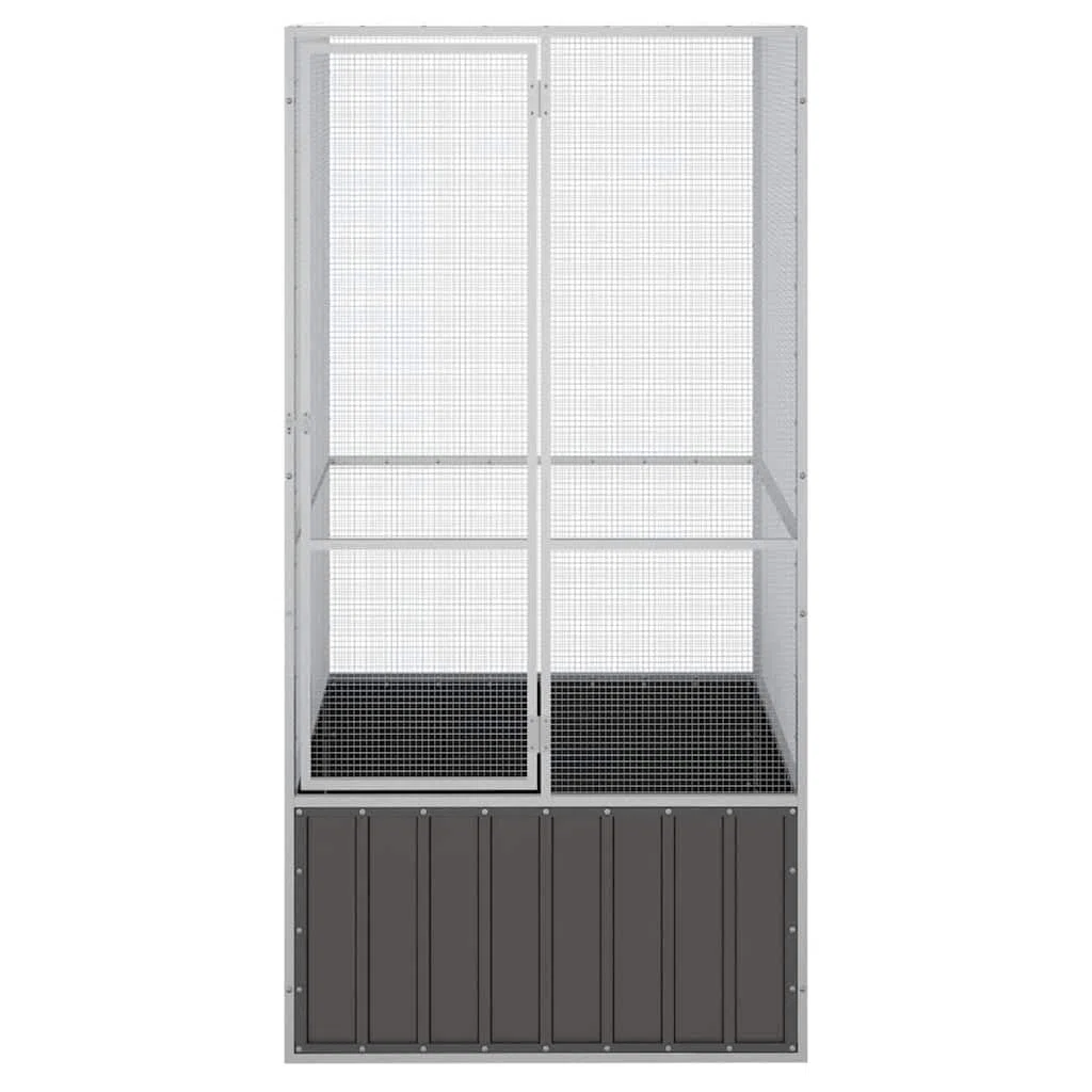 Vogelvoliere Innen Außen Aufzuchtkäfig,All-in-One-Vogelkäfig Außenvoliere Käfig Vogelhaus Voliere,Verzinkter Stahl Vogelkäfig,Anthrazit,111 x 107 x 211.5 cm