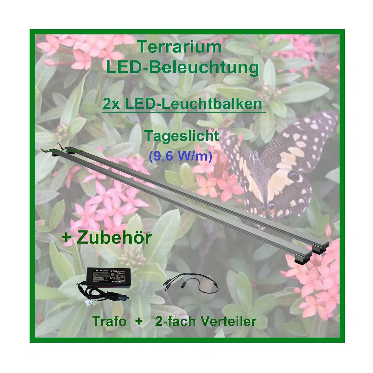 Regenwald Terrarium, Set2: 2x LED-Beleuchtung 30 cm + Zubehör, LED Leuchtbalken,LED Tropen Pflanzenlicht
