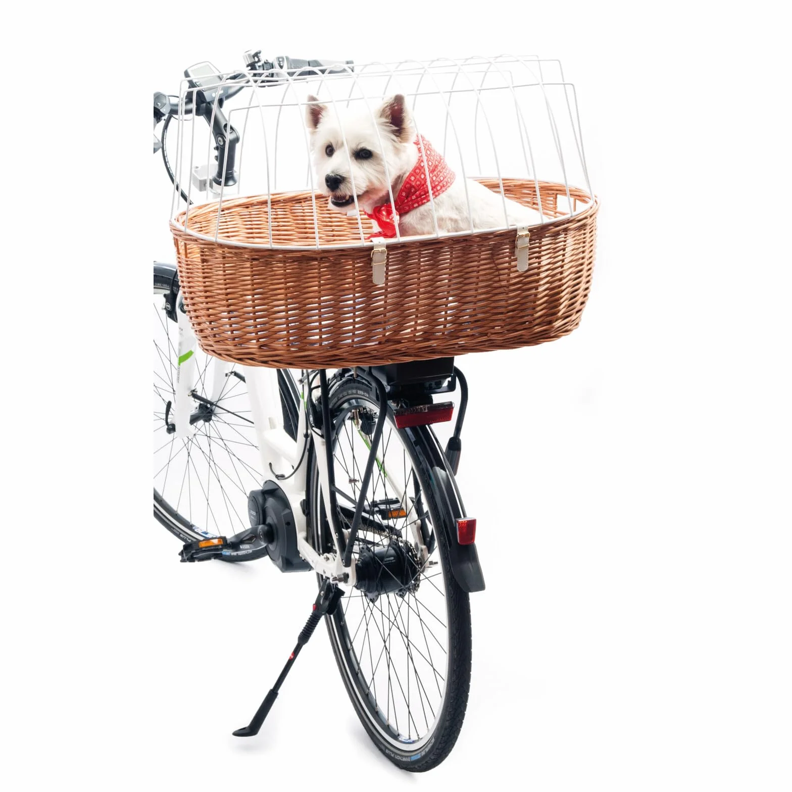 Aumüller Fahrrad-Tierkorb mit Halter, L: 68 cm + Schutzhaube - Gepäckträgermontage