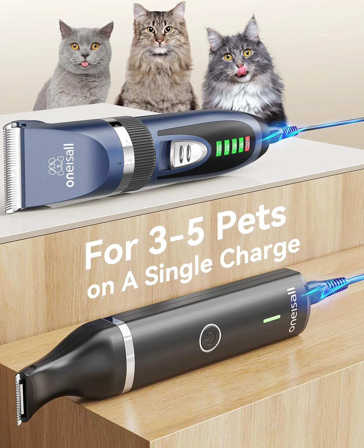 oneisall Leise Hundeschermaschine und Pfotentrimmer 2 in1 Set, Schermaschine Hund & Pfotenschermaschine kabellos Haarschneidemaschine für Mittlerer Hunde/Welpe/Katzen (schwarz)