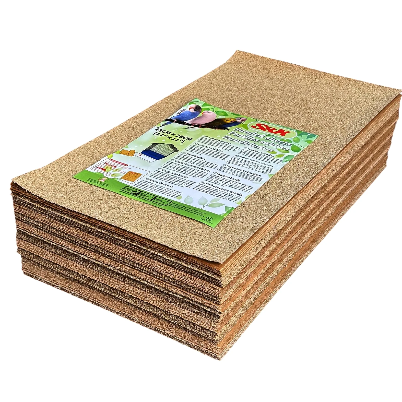S&X Einweg-Kies-Papier, 43,2 x 27,9 cm, Einweg-Einlagen, Zubehör für Sittiche, Nymphensittiche, Kanarienvögel, Finken, Sittiche, einfachere Reinigung und Vogelgesundheit, 120 Stück