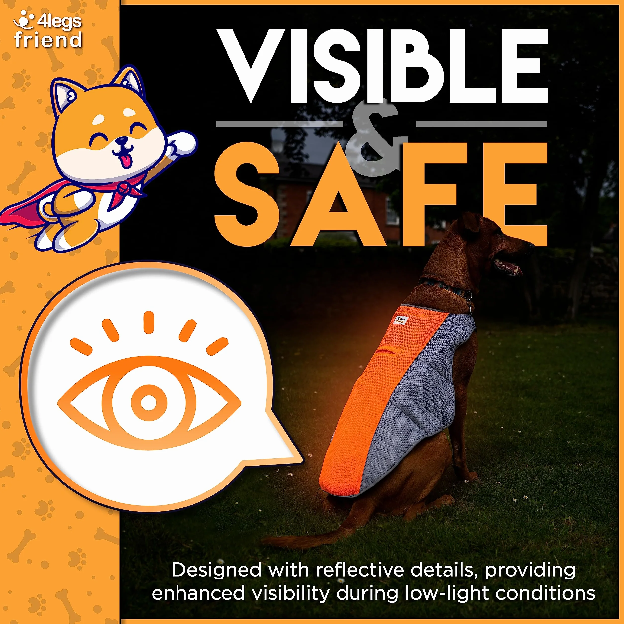 Kühlweste - Atmungsaktive & Verdunstungsweste für heiße Sommertage - Verstellbare & leichte Kühljacke mit Reflektorstreifen für hohe Sichtbarkeit (orange/grau, M)