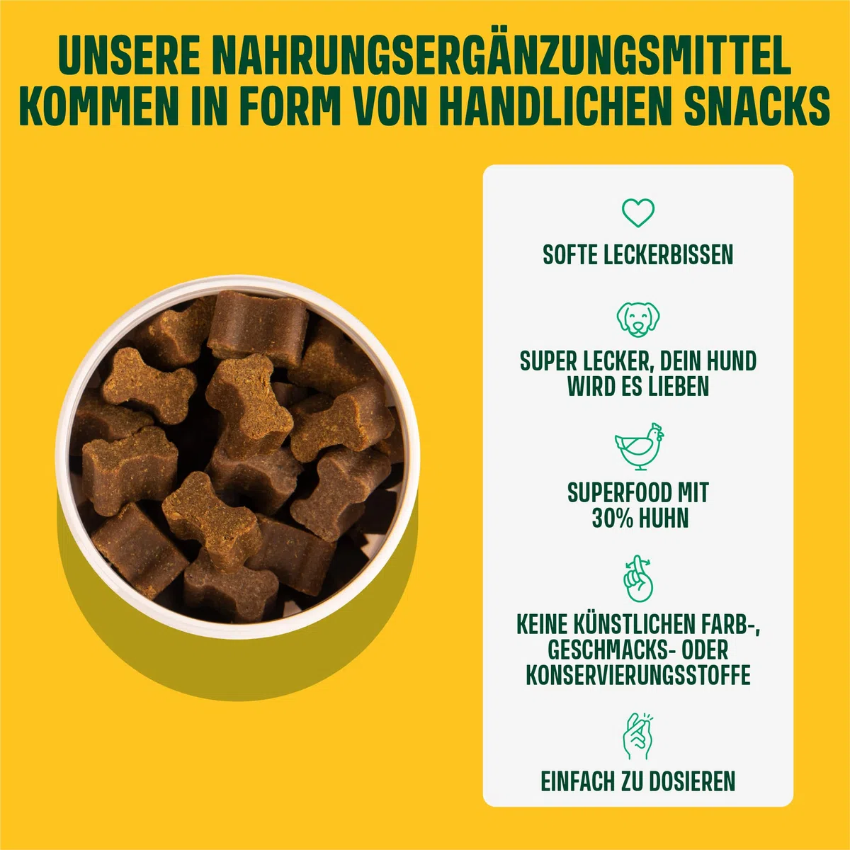 ivvi PROBIOTIC Hunde Probiotika als Leckerli - Hund Darmflora aufbauen, verbesserte Verdauung & Immunsystem - 60 leckere Snacks (270g) mit Huhn