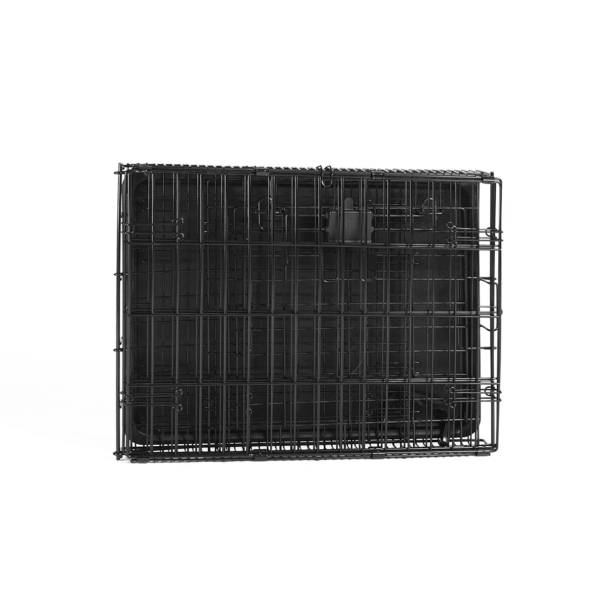 Amazon Basics Zusammenklappbarer Hundekäfig aus Metalldraht mit Bodenschale, Einzeltür, Schwarz, L 61 x B 46 x H 51 cm