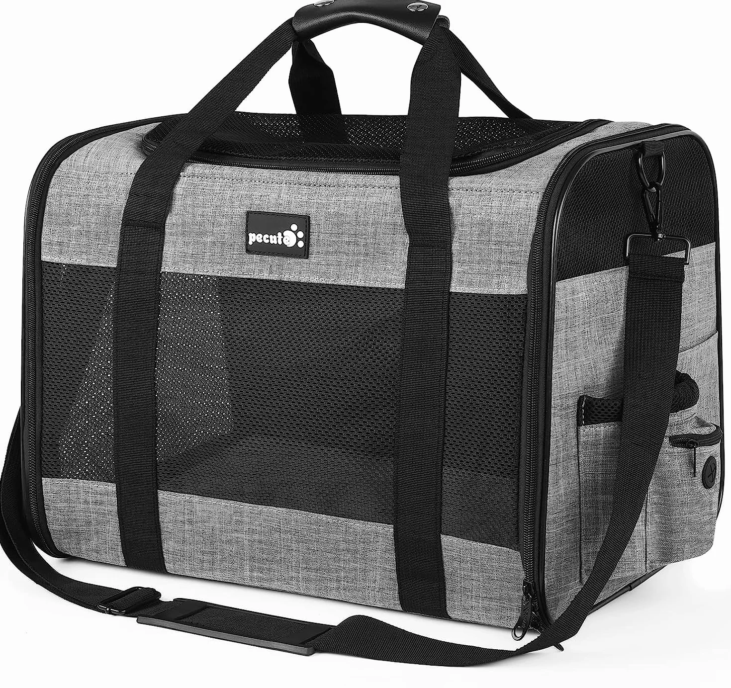 pecute Katzentransportbox ＜6kg, Atmungsaktive Hundetasche Transportbox, Katzen Transportboxen Mit Verstellbarem Schultergurt,Katzentransporttasche Für Reisen Hundetragetasche Für Katzen Welpen