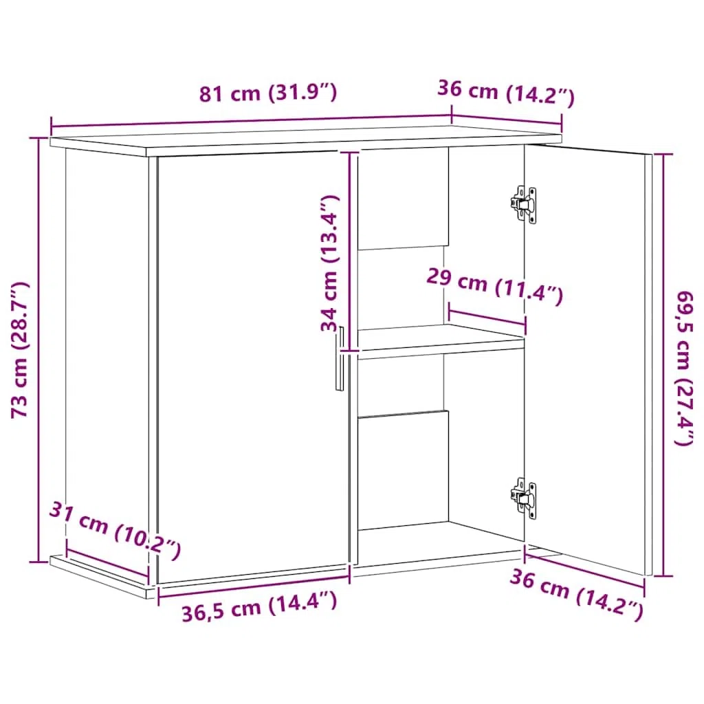 vidaXL Aquariumständer Sonoma-Eiche 81 x 36 x 73 cm Holzwerkstoff