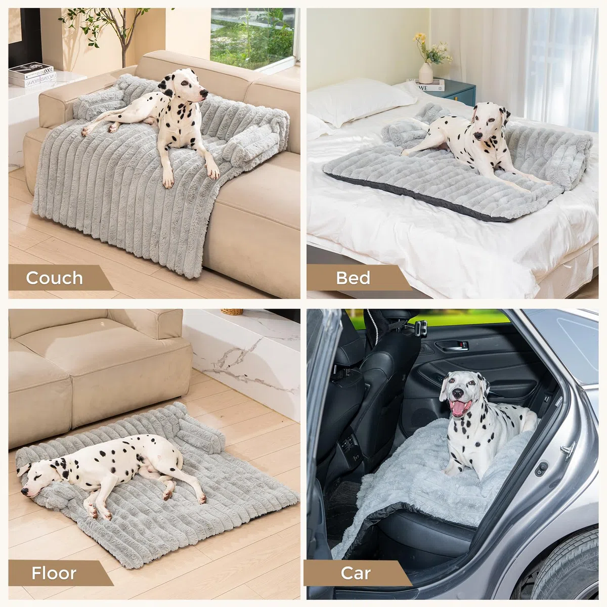 Avont Flauschige Hundebett, Hundematte Decke für Sofa für Hunde Katzen mit abnehmbaren waschbaren Bezug und Anti-Rutsch-Boden- Große/Leichtgrau