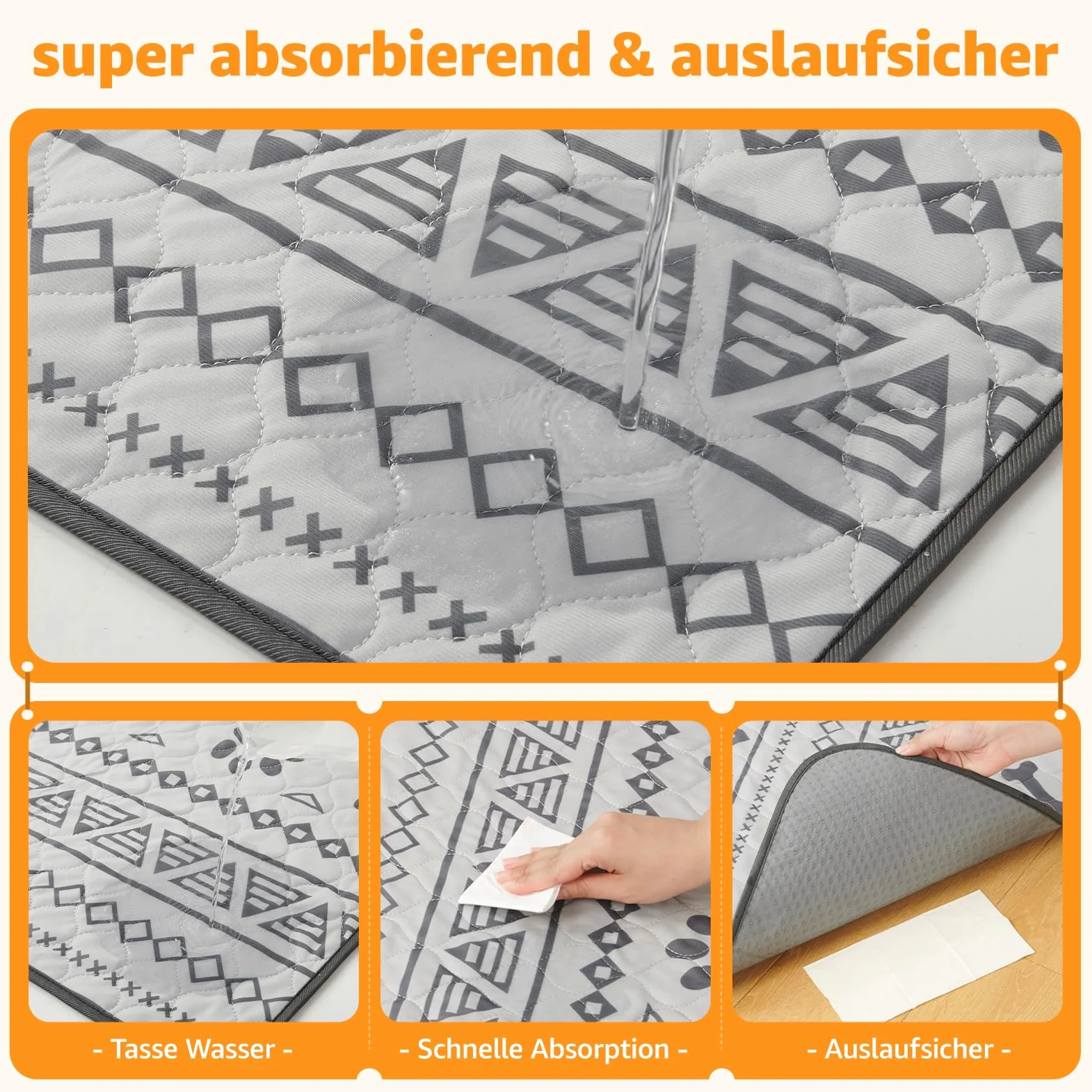 92x79cm Super saugfähige Welpen unterlagen, 2 stück waschbare Pipimatten für Hunde, wasserdichte Haustier Urinunterlagen für Welpen, alte oder inkontinente Hunde