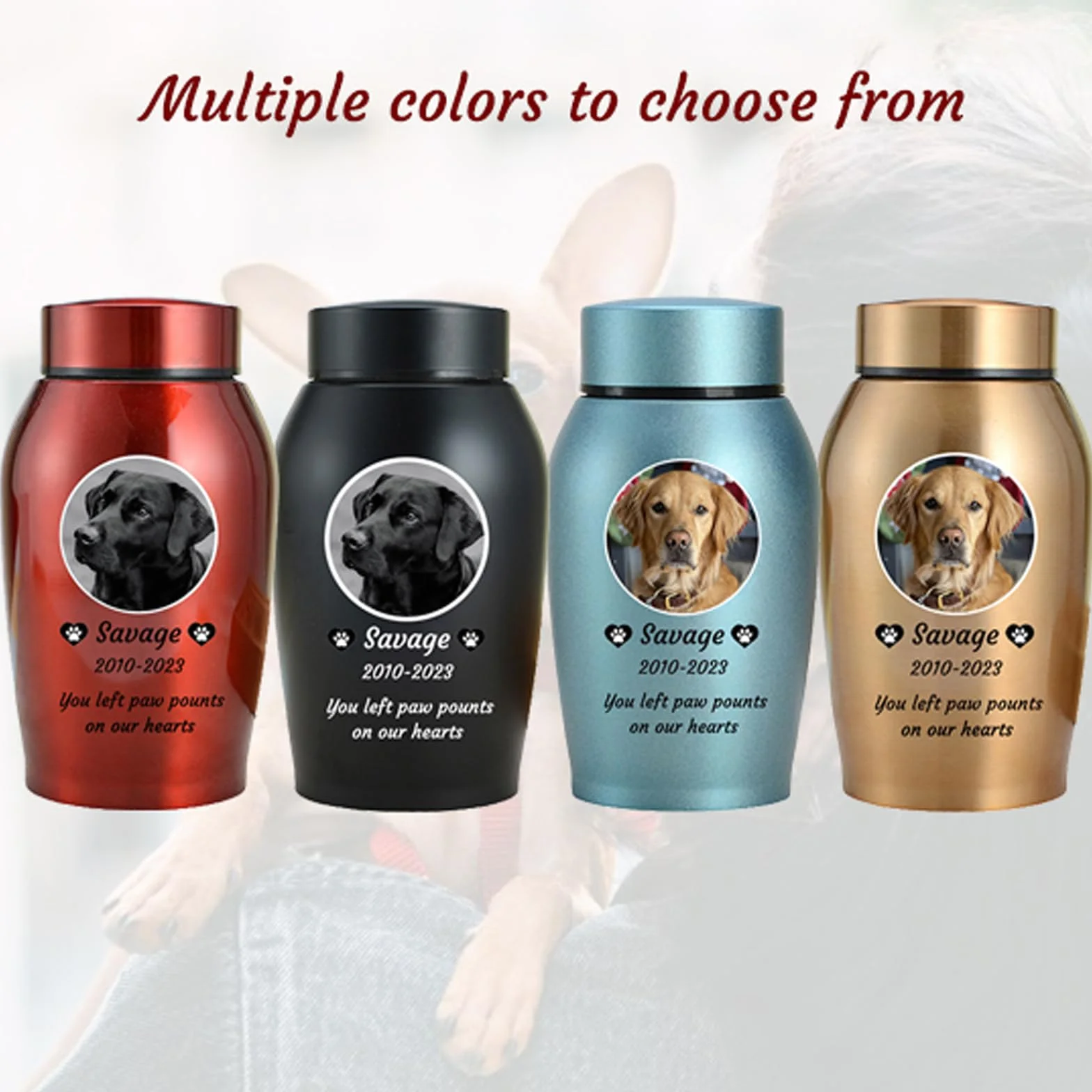 Haustier Urnen für Hunde Asche personalisiert, Hund Urnen für Asche anpassbar, Edelstahl Hund Einäscherung Urnen Hund Memorial Keepsake Urnen,Schwarz,Big
