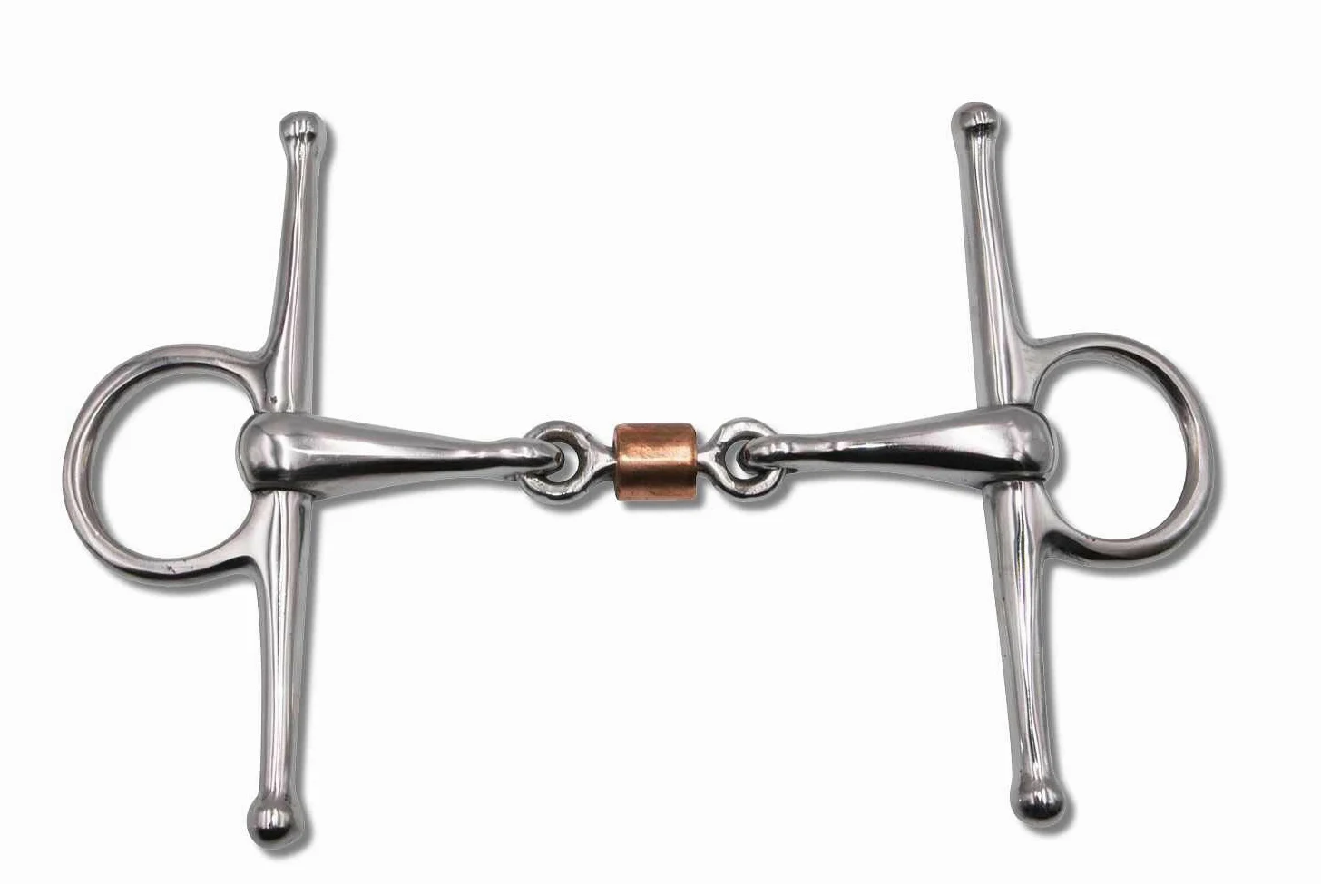 AMKA Knebeltrense Schenkeltrense doppelt gebrochen mit Kupferrolle Edelstahl Stärke 15 mm Ringe 45 mm