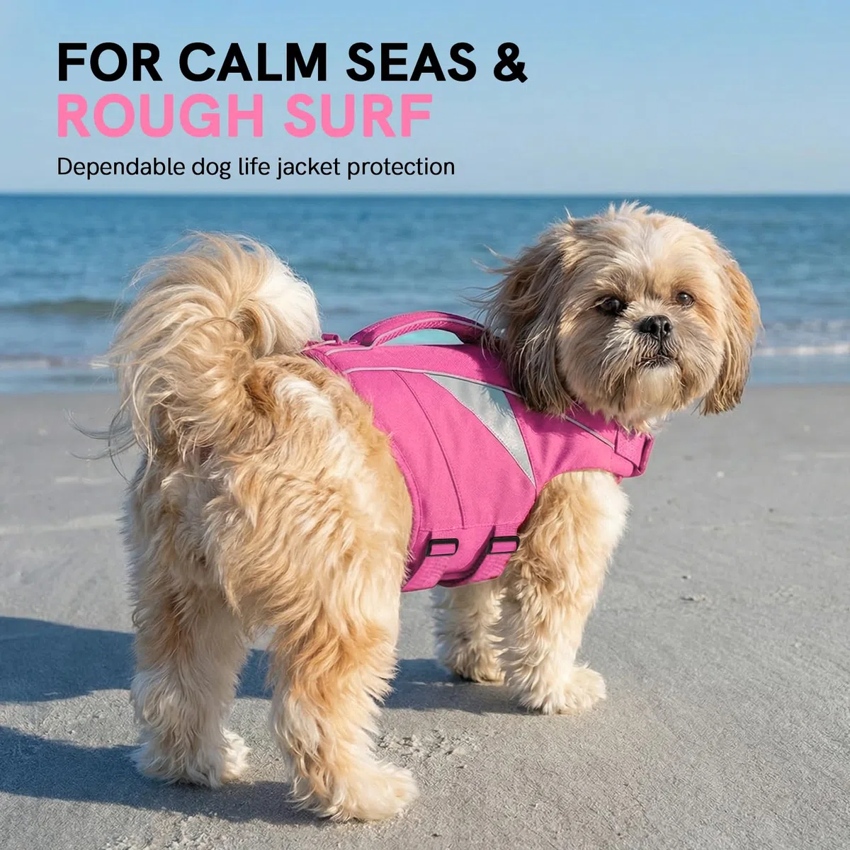 Schwimmweste für Hunde mit Rettungsgriff – Verstellbare Hundeschwimmweste für kleine Hunde– Hoher Auftrieb Life Jacket, Reflektierende Hundeweste Schwimmen & Bootfahren(Rosa S)