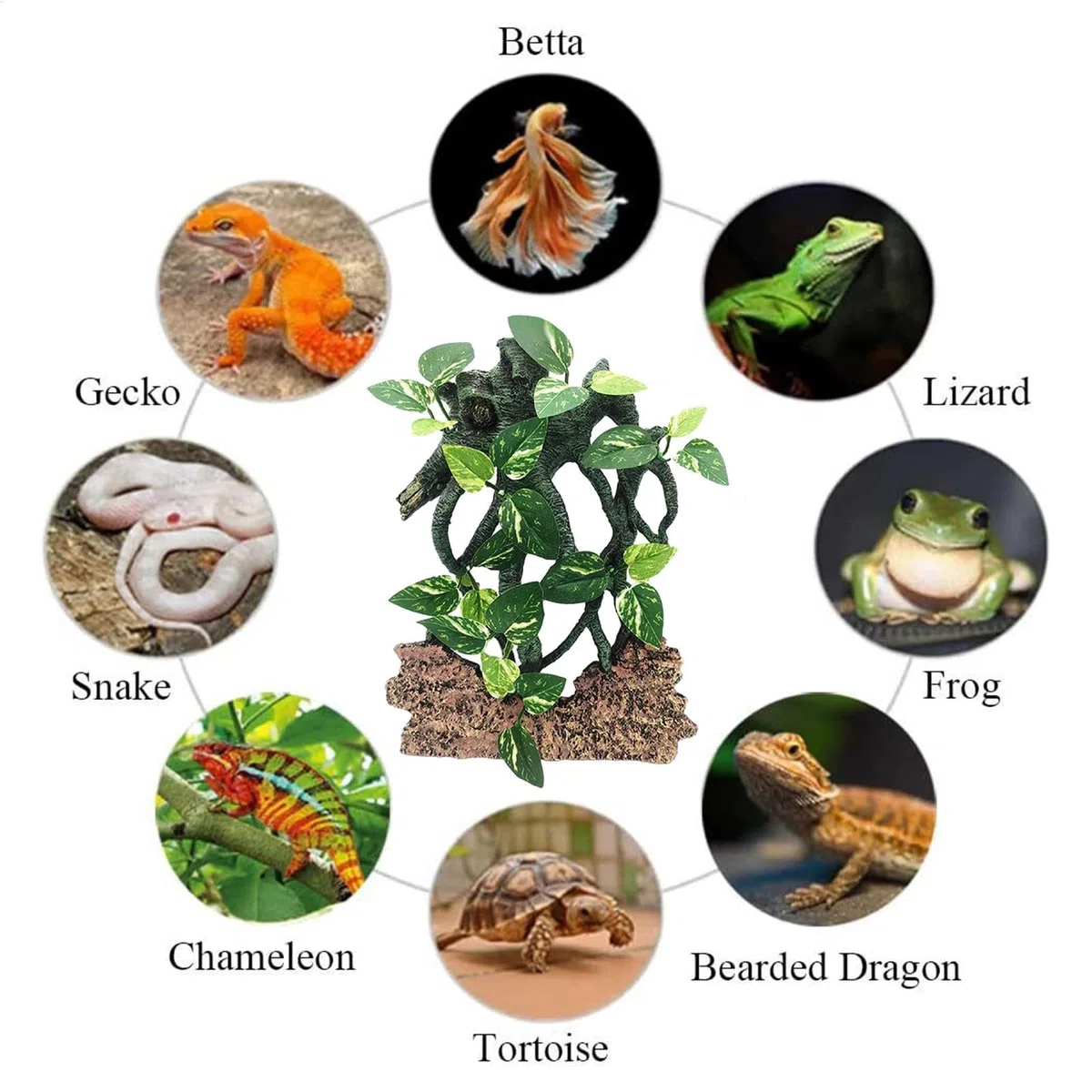 Reptilien Kletterzweig Saugnapf Baum mit Blättern Flexibel Lebensraum Natur Gehege Zubehör Schlange Bartagame Terrarium Dekoration