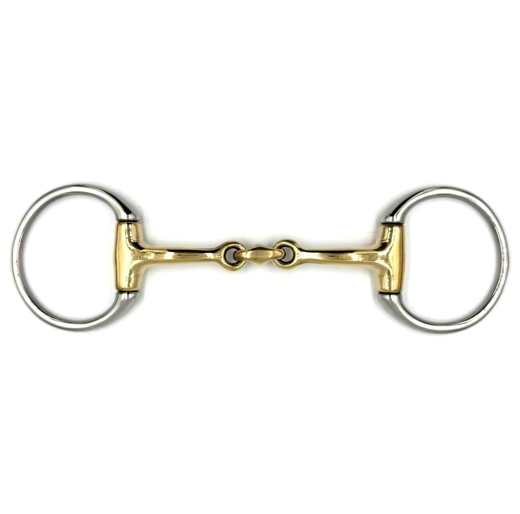 ES0013 Gebiss Olivenkopfgebiss Olivenkopftrense Doppelt Gebrochen aus Kupfer Edelstahl Ringdurchmesser 70 mm Gebissstärke 13 mm (11.5 cm)