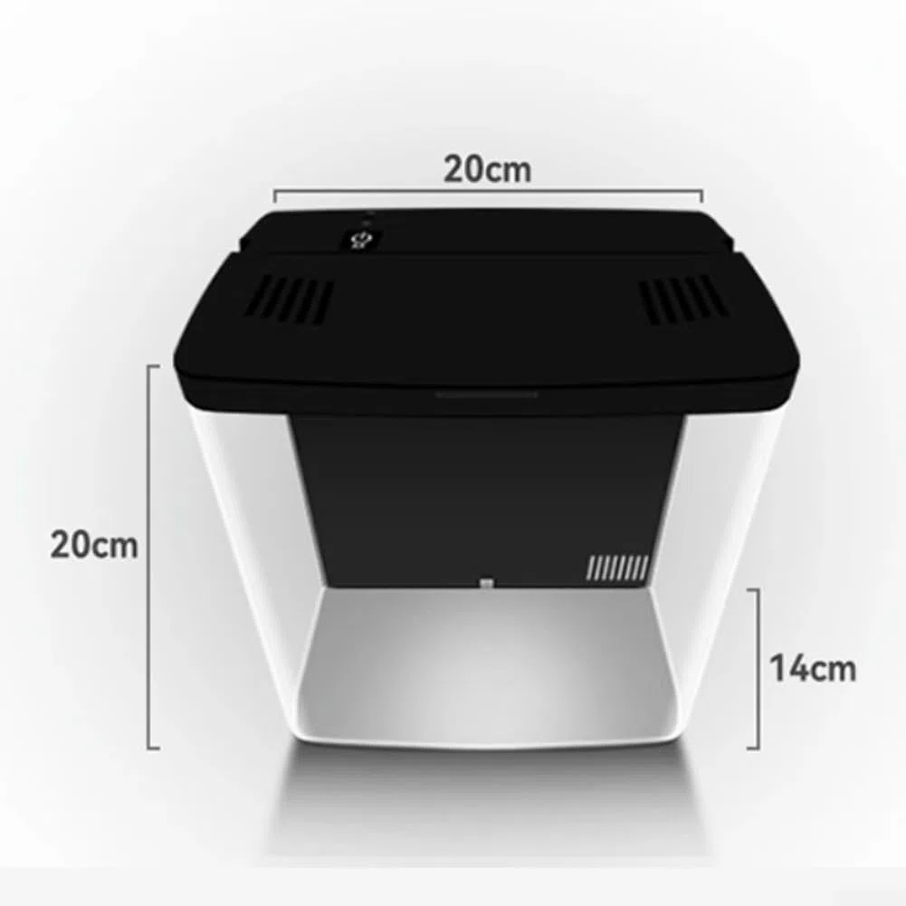 HpLive Acryl Aquarium Starter Set mit Leiser Pumpe Desktop Betta Fischbecken LED Beleuchtung Filtrationssystem(Black)