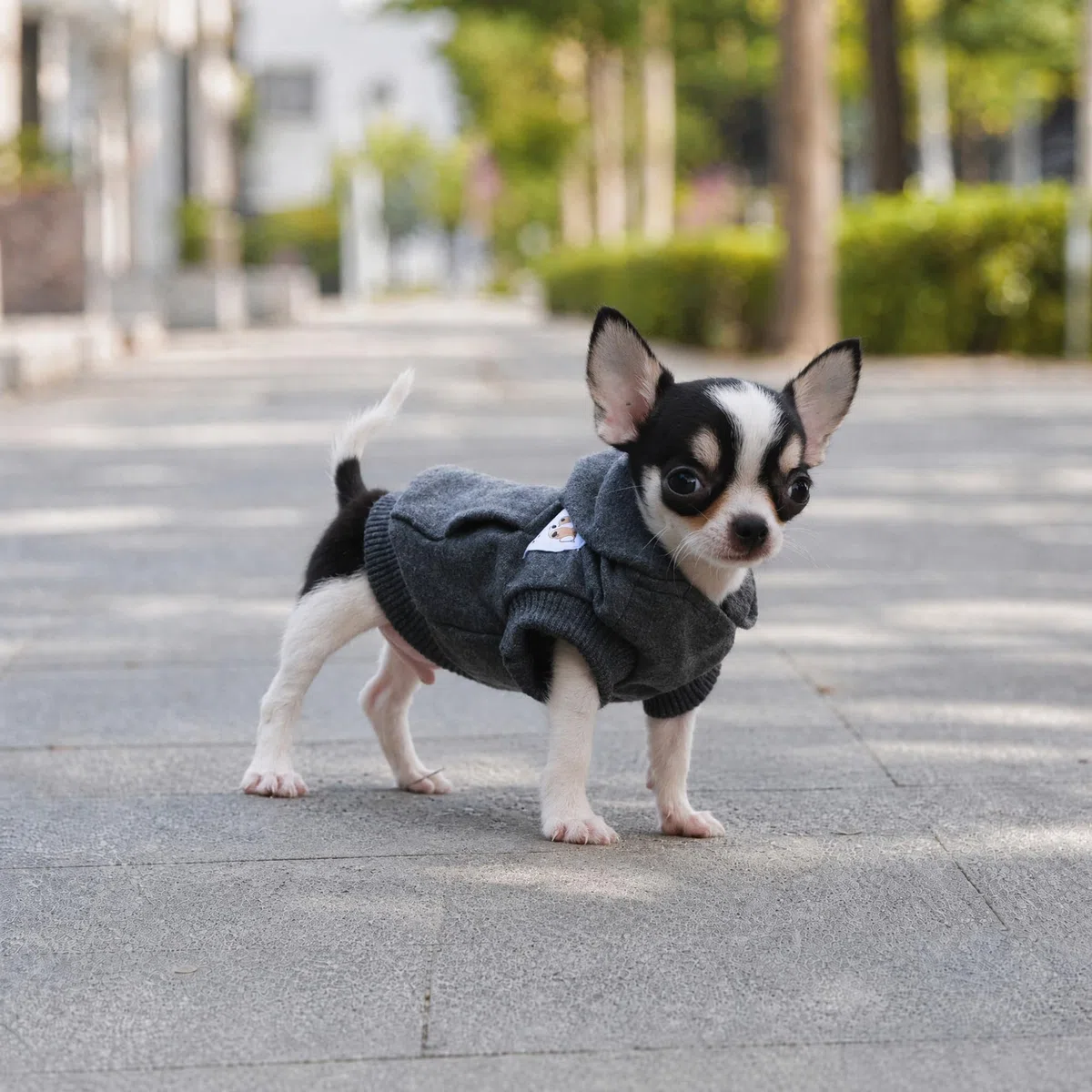 LOPHIPETS Hunde-Kapuzenpullover aus Baumwolle für kleine Hunde, Chihuahua, Welpenkleidung, kaltes Wetter, Anthrazit/Größe XXS