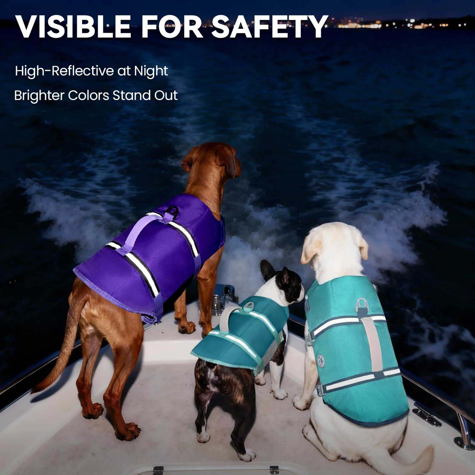 VIVAGLORY Rip Stop Schwimmweste Hund, Hundeschwimmweste, Schwimmhilfe & Auftrieb, Rettungsweste Hund für Bootfahren, L, Türkis | Warnweste aus Ripstop-Gewebe für Hunde, mit Griff und Leinen-Ring für Bootfahren und Schwimmen