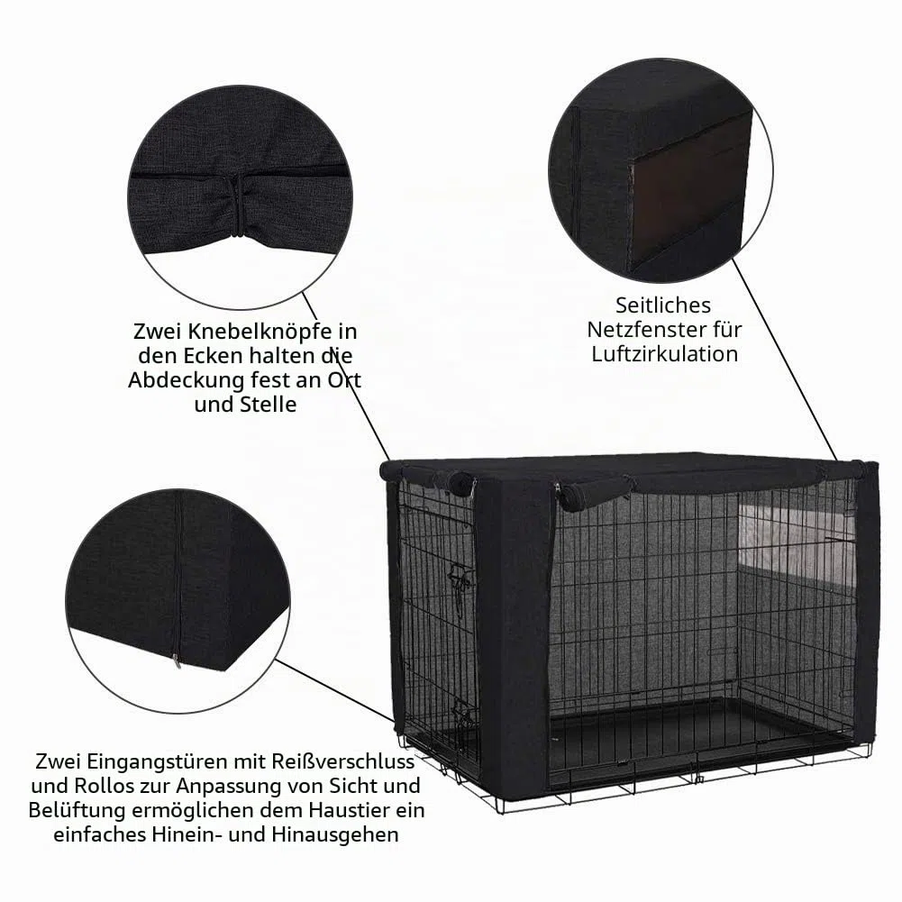 Hundekäfig-Abdeckung für Drahtkäfige, strapazierfähiges Polyester, Winddicht (Nur Abdeckung, 124,5 x 78,7 x 81,3 cm)