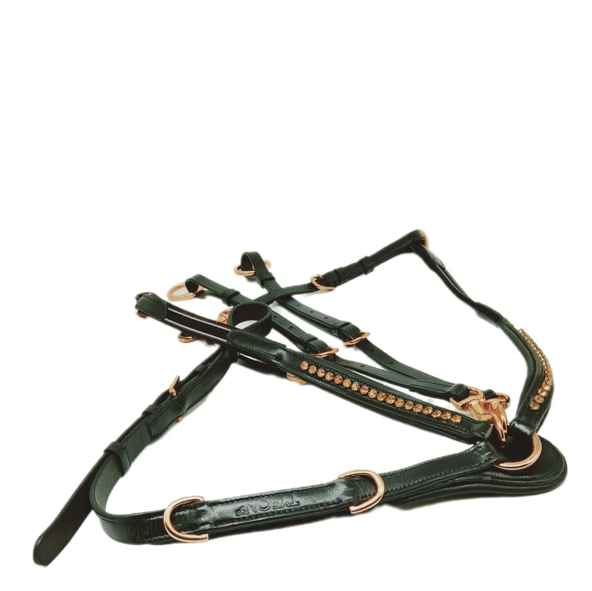 Tysons Breeches Vorderzeug Deister Schwarz Rosegold Roségold Super BUTTERWEICHES Leder VB WB X Full (Pony)