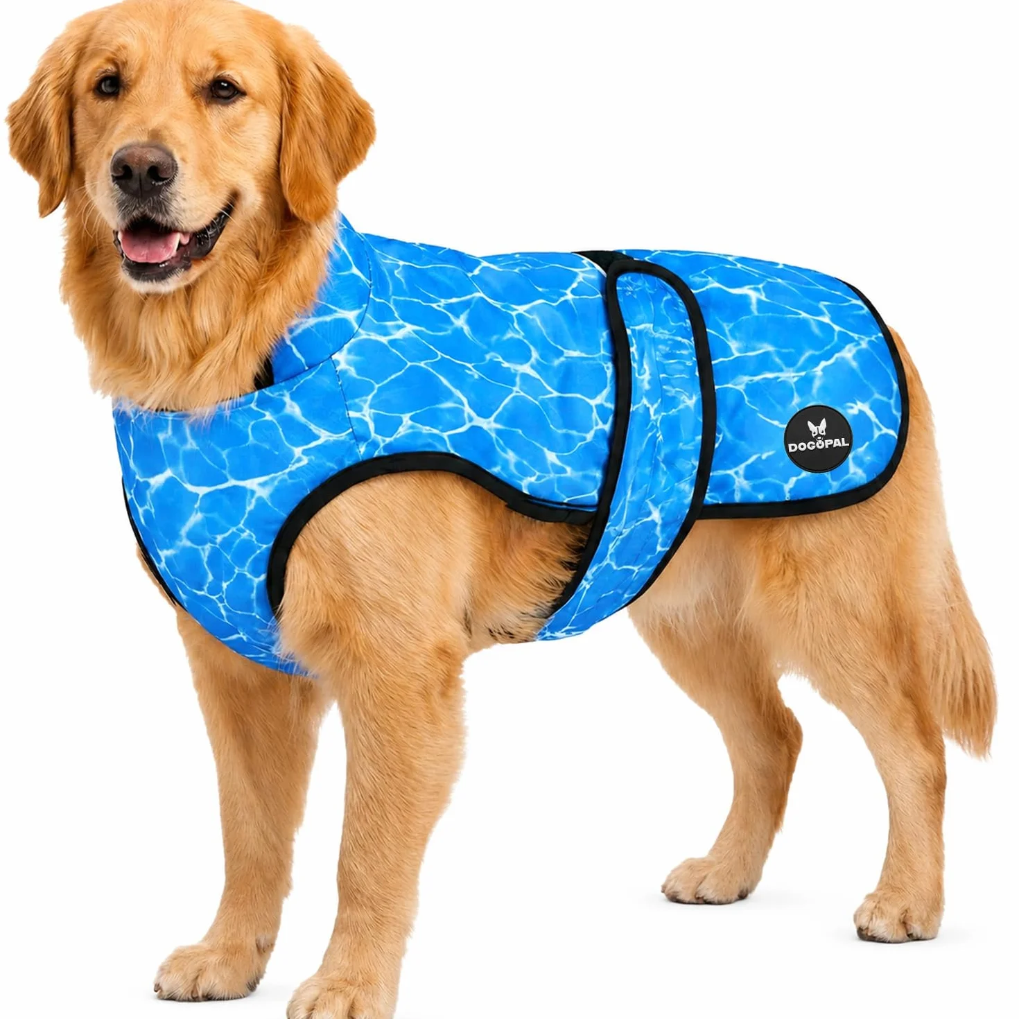 DOGOPAL Kühlweste Hund, Kühljacke für Hunde mit Wasseraktivierung & UV-Sonnenschutz für heiße Tage, Leichte Atmungsaktive Sommer-Hundeweste mit Stehkragen für Gassi & Outdoor (Blau, XL)