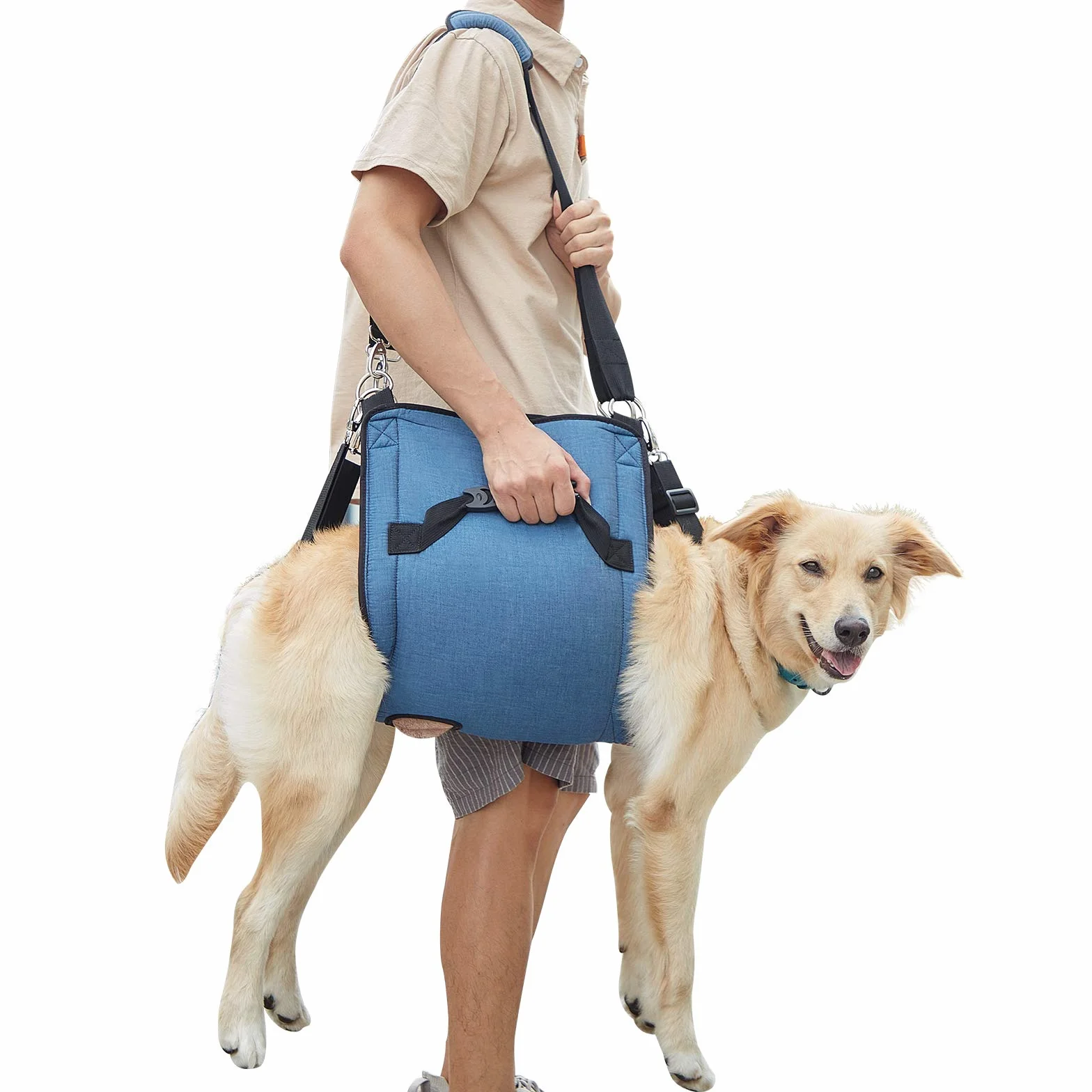 COODEO Hundetragegurt, Notfallrucksack Unterstützung für Rehabilitation Hundelift Geschirr, Hundeträger für ältere Hunde Gelenkverletzungen, Arthritis, Treppe hinauf (XL, Blau)