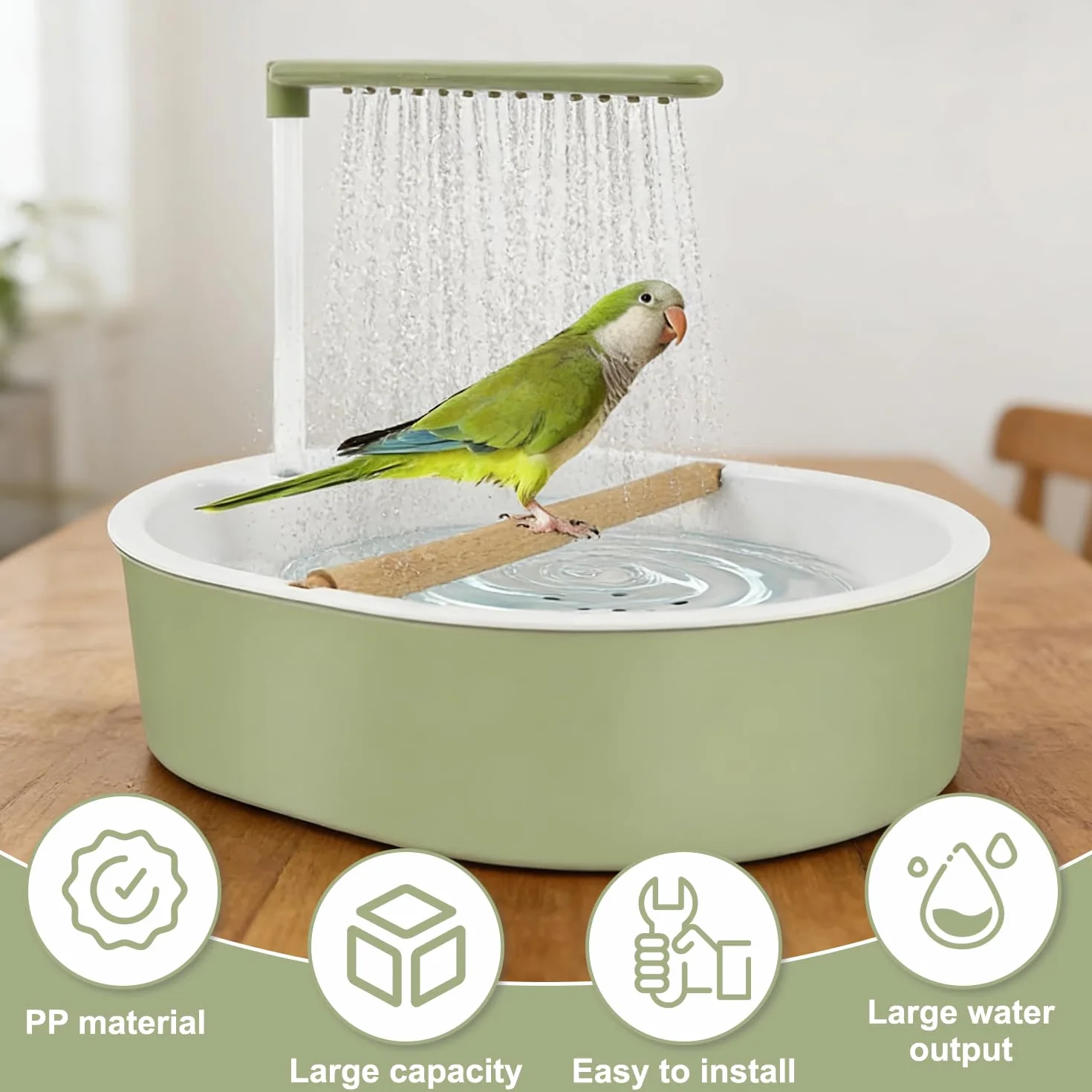 Vogeldusche Wellensittich, Wellensittich Dusche, Vogel Dusche mit Wasserfall & Zirkulationshahn, Automatische Vogelbad Dusche, Vogel Badehaus Badewanne, für Unzertrennliche, Wellensittiche