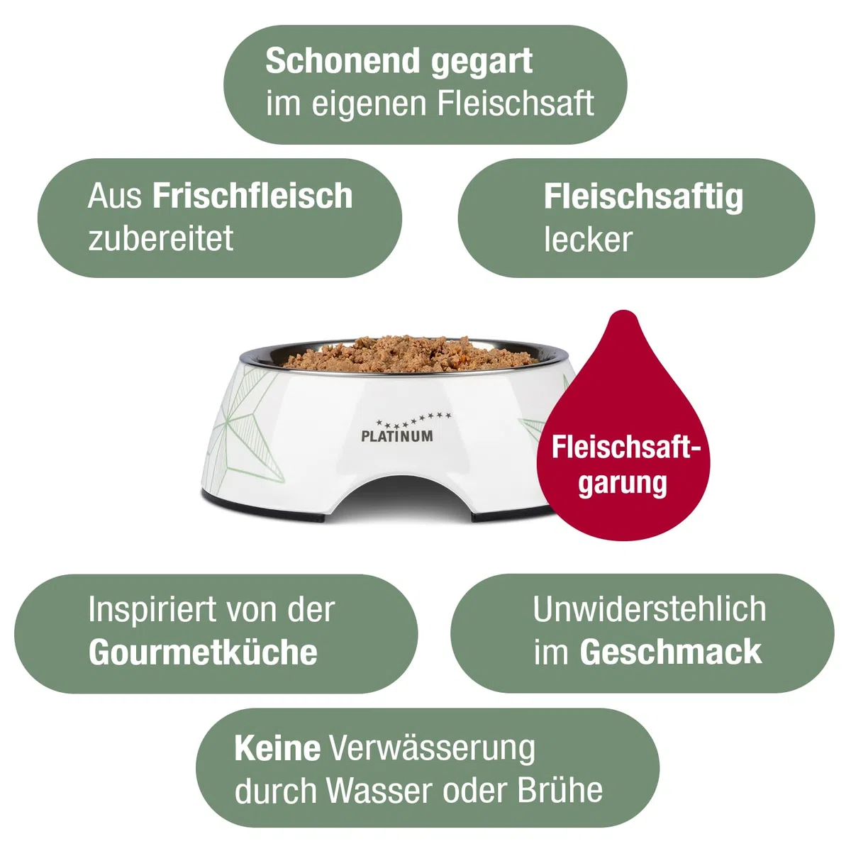 PLATINUM - Hundenahrung Menu Adult Beef+Chicken aus Fleischsaftgarung - 12 x 375 g Hundenassfutter nährstoffreich wie Barf - besonders saftig für kleine und große Hunde - BPA-frei, in DE geprüft