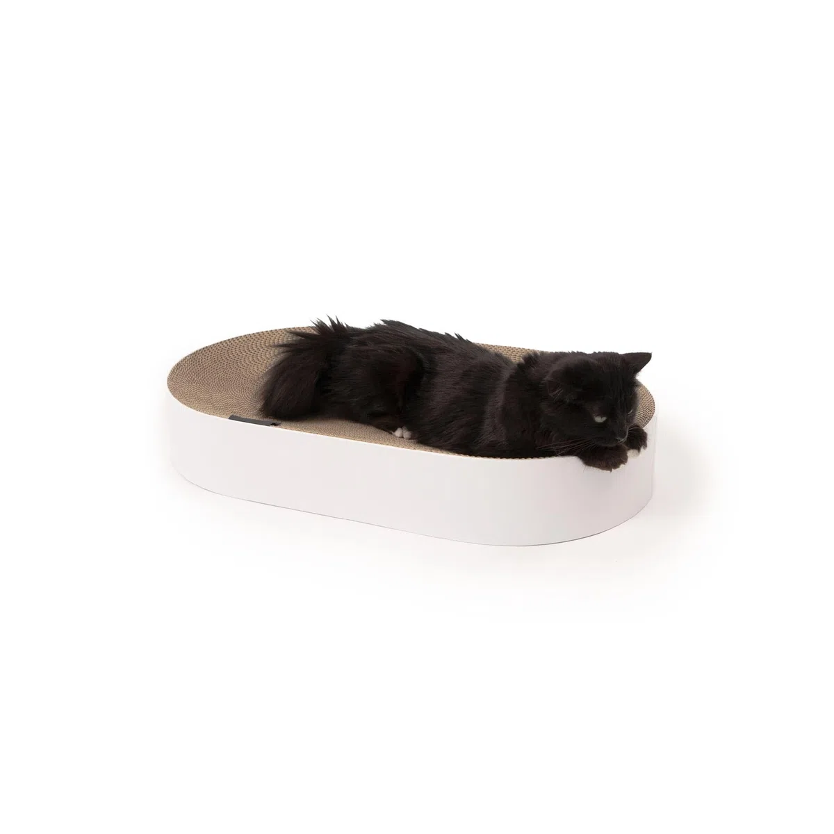 LucyBalu® SCRATCHBED Kratzbett für Katzen aus Pappe | Kartonbett | XXL-Kratzbrett oval rund | Kratzpappe | Kratzmöbel | Kratzkarton | Kratzspielzeug | Natur