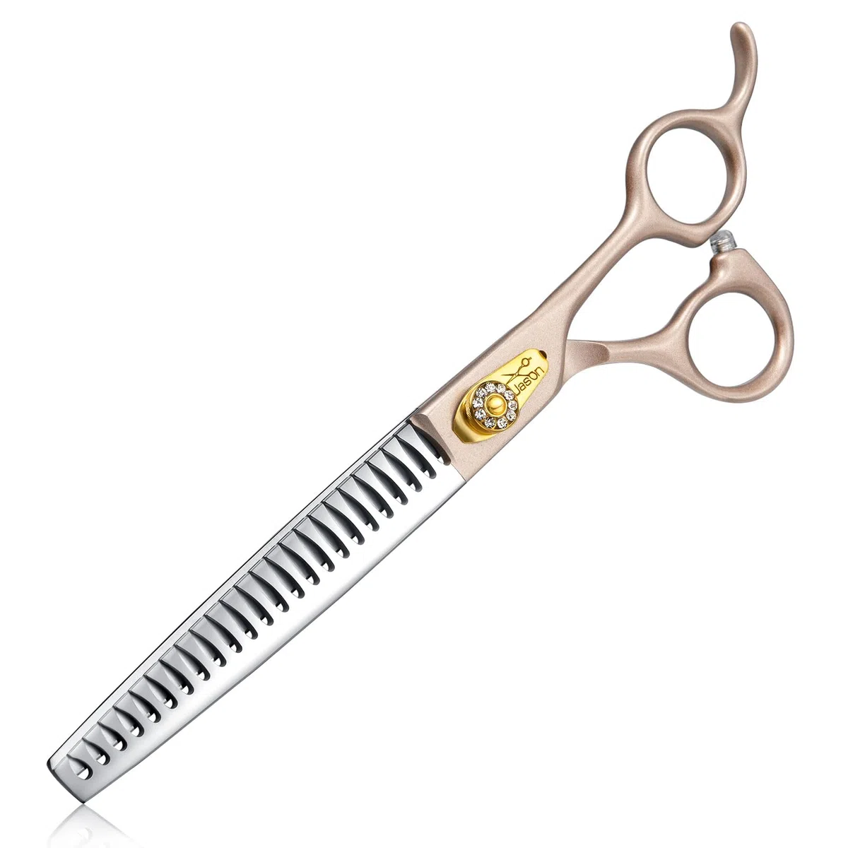 JASON Profi Hundeschere - 7,5 Zoll 24 Zähne Chunker Schere Effilierschere für Hunde aus japanischem 440C-Edelstahl Fellschere für Hunde mit ergonomishcen Griff, Roségold