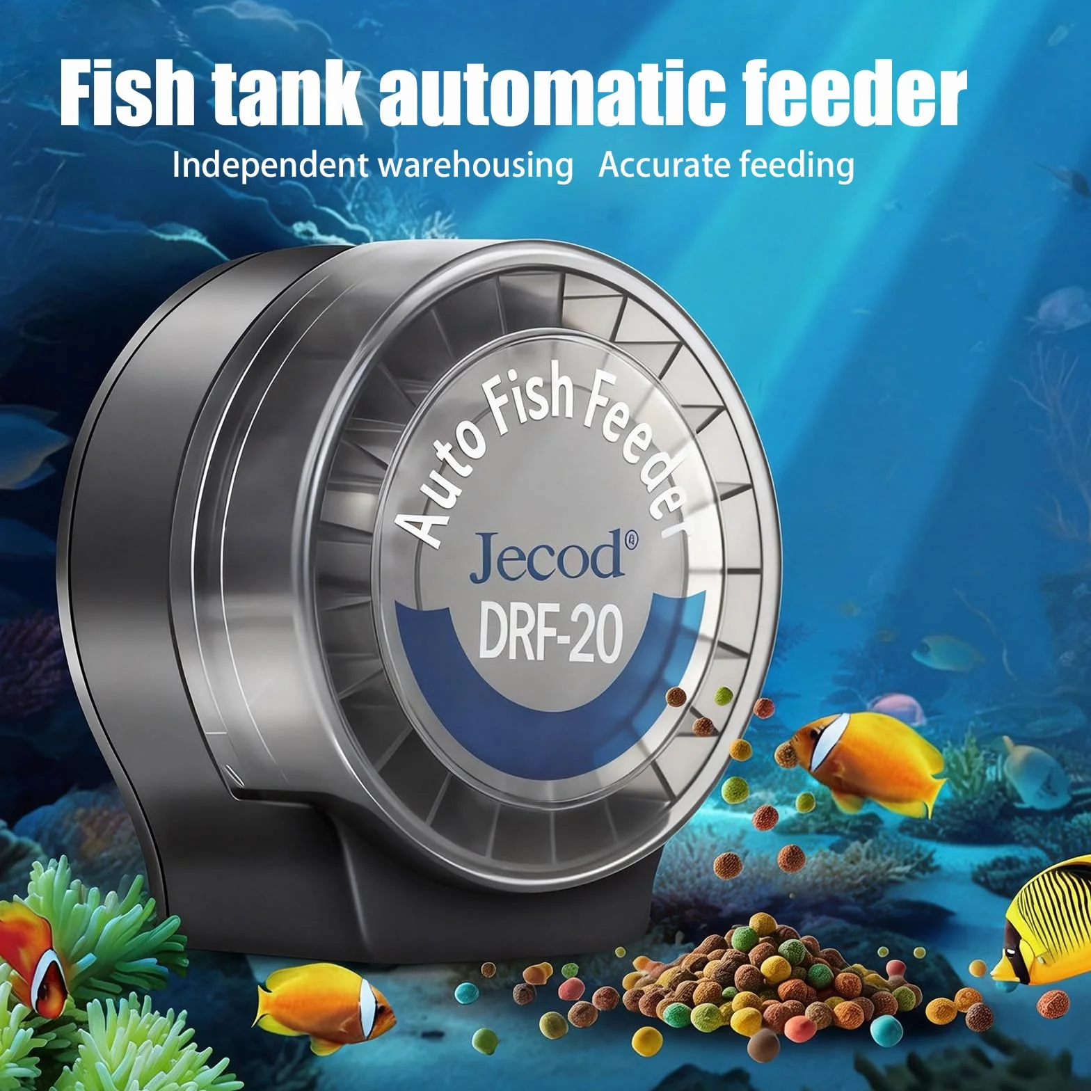 Futterautomat Aquarium, Automatischer Fischfutterautomat, Automatischer Futterspender Fische Mit Timer 140ML, 6 Modis, Aquarium Futterautomat Mit Usb Kabel Lcd Anzeige Für Pulver,Pellets Und Granulate