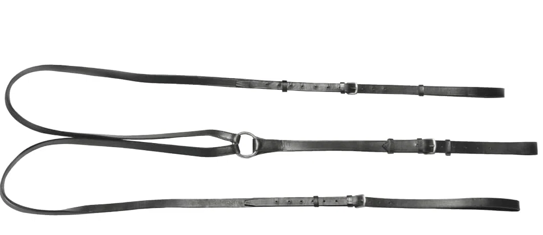 AMKA Dreieckszügel verstellbar, Wienerzügel aus Leder, ideal zum Longieren Pony SCHWARZ, Hilfszügel