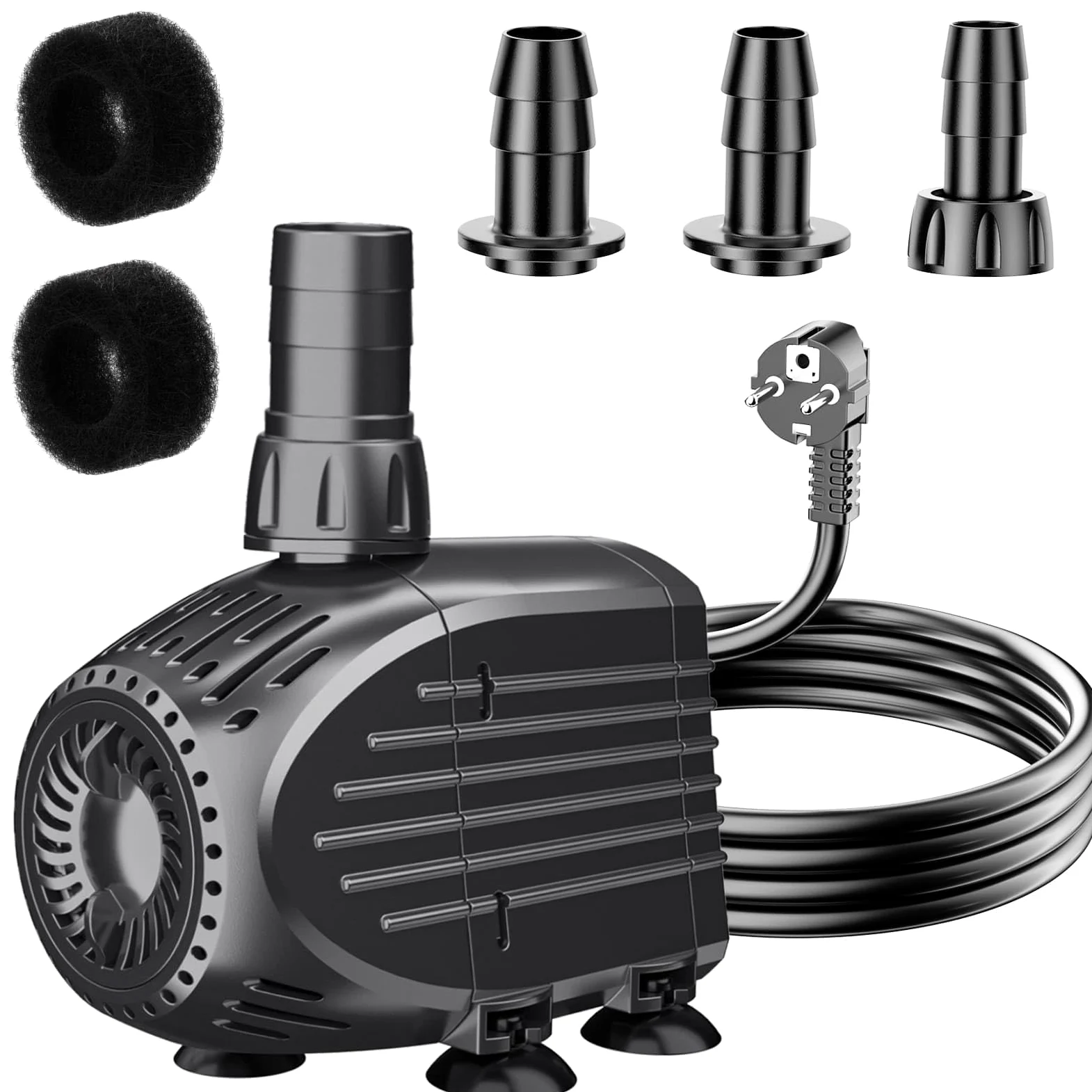 Biling Teichpumpe 1520 L/H Ultra Leise Springbrunnenpumpe Schutz vor überhitzung Funktion, Wasserpumpe Tauchpumpe mit 3m Kabel für Fontänen und Wasserspiel Brunnen Hydroponik-Systeme, Schwarz