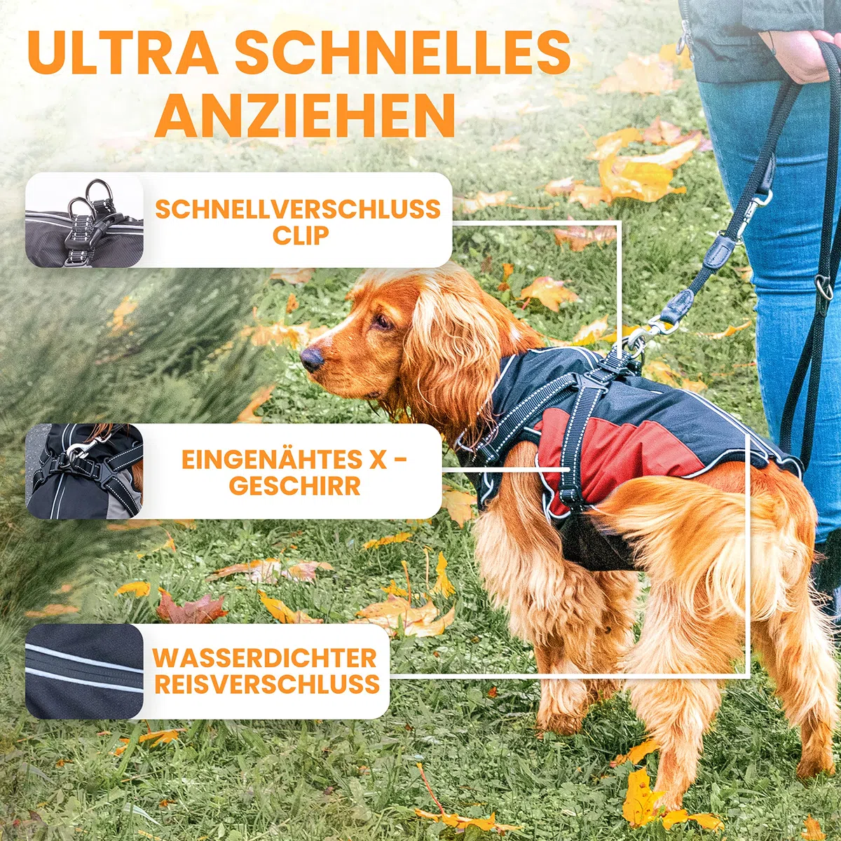 Tierhood Regenmantel Hund - Hunderegenmantel wasserdicht- Reflektierende Regenjacke Hund - Hundemantel inkl. Geschirr Wasserdicht