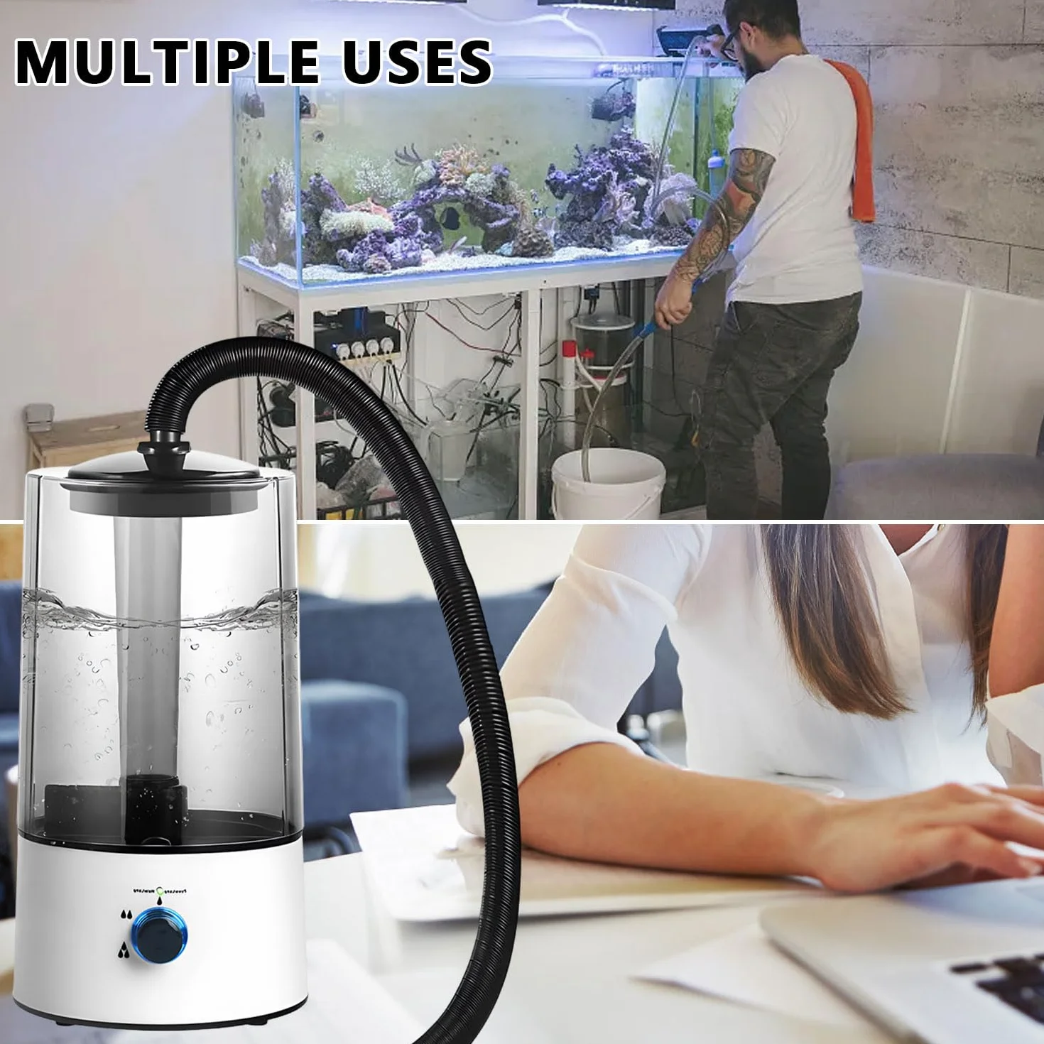 4L Reptilien-Luftbefeuchter, Große Reptilien-Tank-Terrarium-Nebelmaschine mit Ausziehbarem Rohr, Ultraleiser Zerstäuber High Volume Fogger für Reptilien, Amphibien, Nasspflanzen