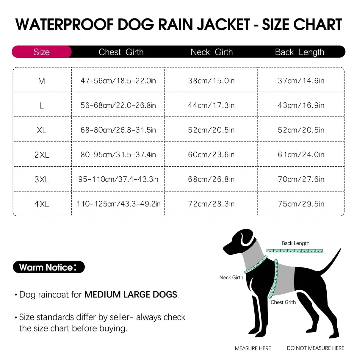 Hunde-Regenmantel für extra große Hunde, verstellbar, wasserdicht, reflektierend, atmungsaktiv, vollständige Abdeckung, Trockenanzug für regnerisches Wetter, Spaziergänge im Freien, Schwarz