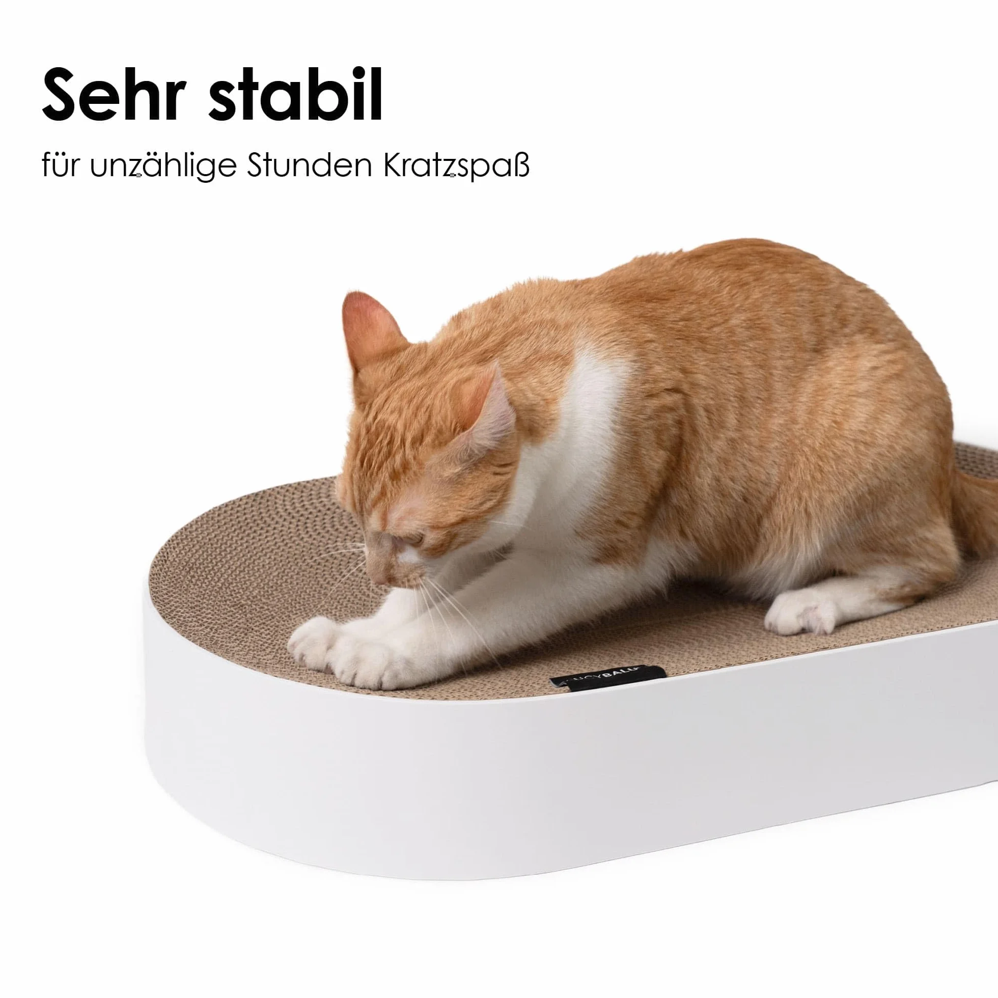 LucyBalu® SCRATCHBED Kratzbett für Katzen aus Pappe | Kartonbett | XXL-Kratzbrett oval rund | Kratzpappe | Kratzmöbel | Kratzkarton | Kratzspielzeug | Natur