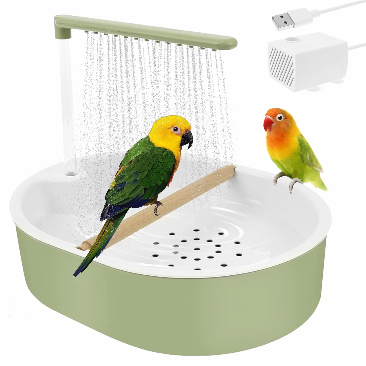 Vogeldusche Wellensittich, Wellensittich Dusche, Vogel Dusche mit Wasserfall & Zirkulationshahn, Automatische Vogelbad Dusche, Vogel Badehaus Badewanne, für Unzertrennliche, Wellensittiche