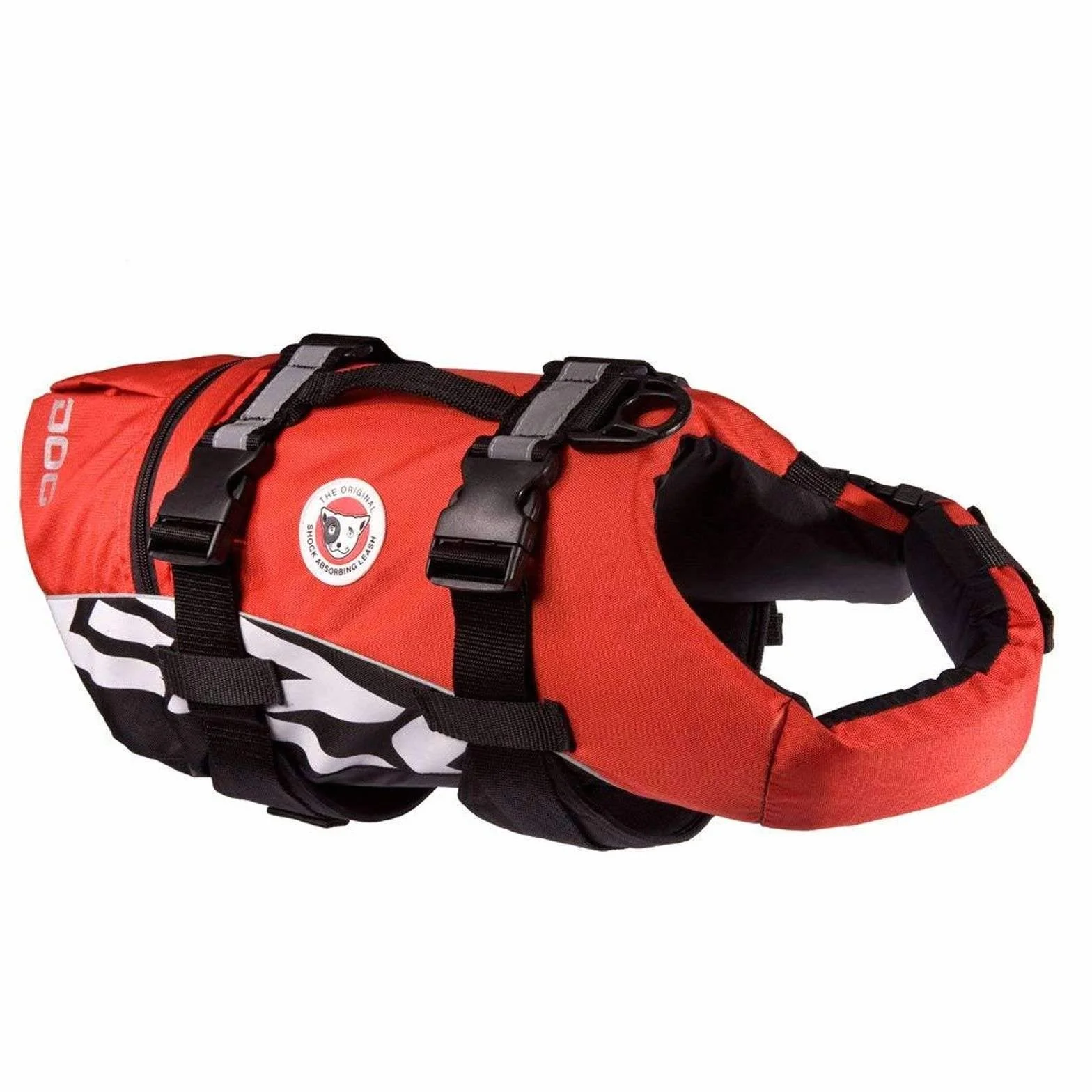 EzyDog Schwimmweste Hund - DFD Hundeschwimmweste - Schwimmwesten für für Kleine, Mittelgroße und Große Hunde - Rettungsweste mit Griff und Reflektoren, Größenverstellbar (M, Rot)